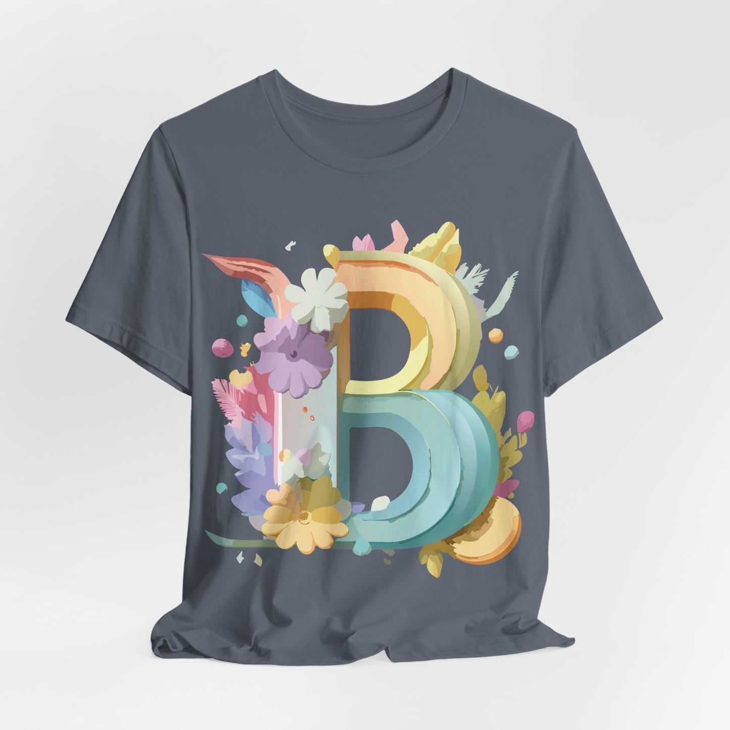 Natural Cotton Tee Shirt - Letters Collection - B Printify