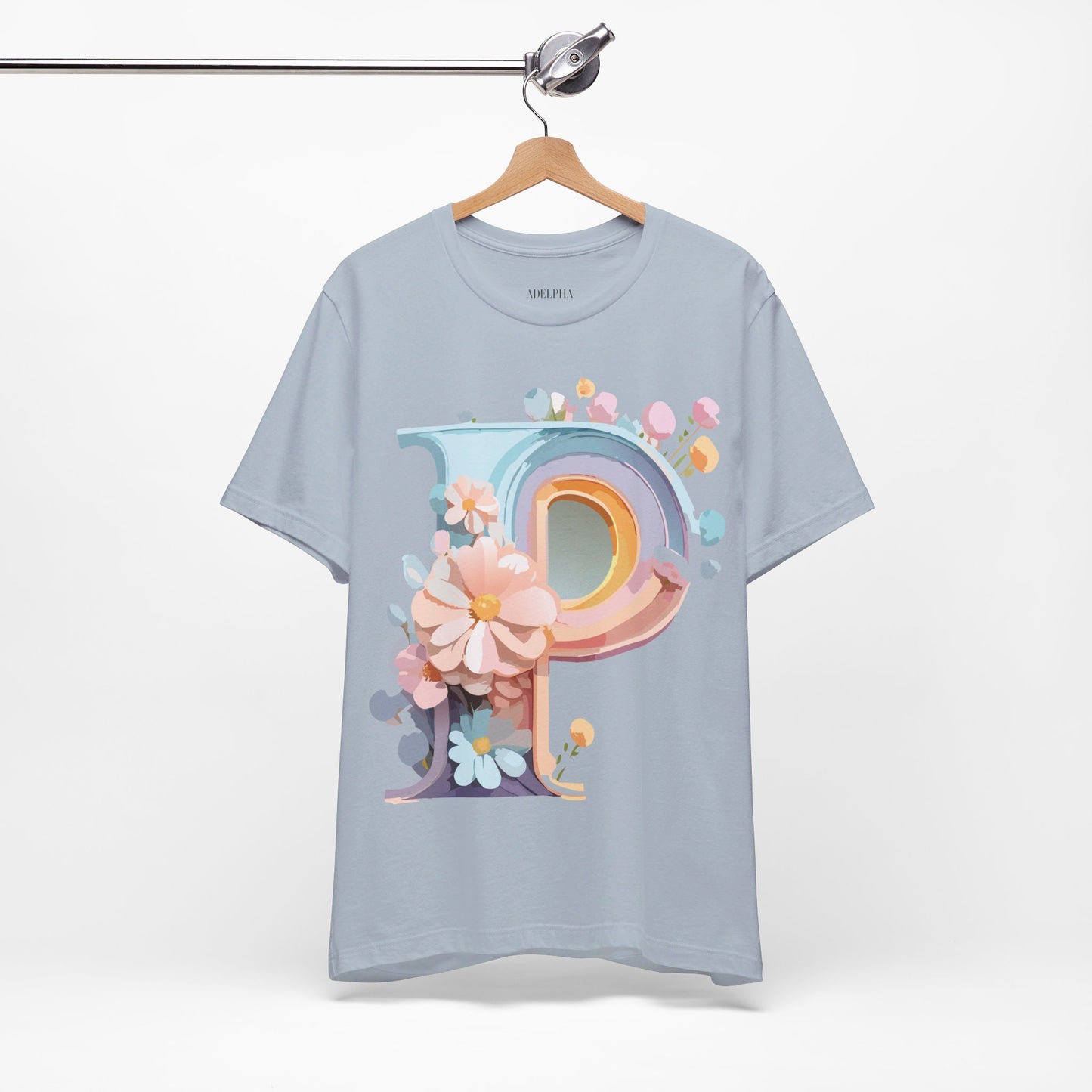 Natural Cotton Tee Shirt - Letters Collection - P Printify