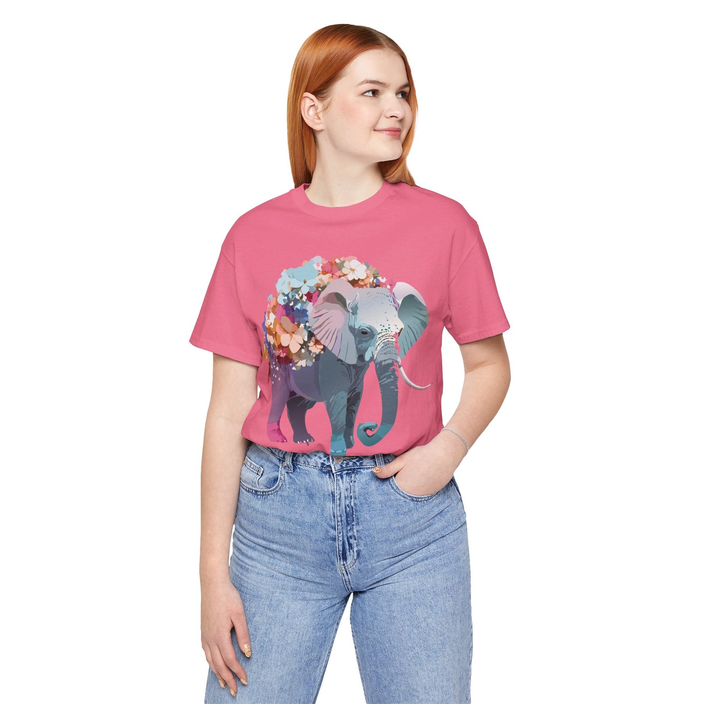 Natural Cotton Tee Shirt with Elephant Printify