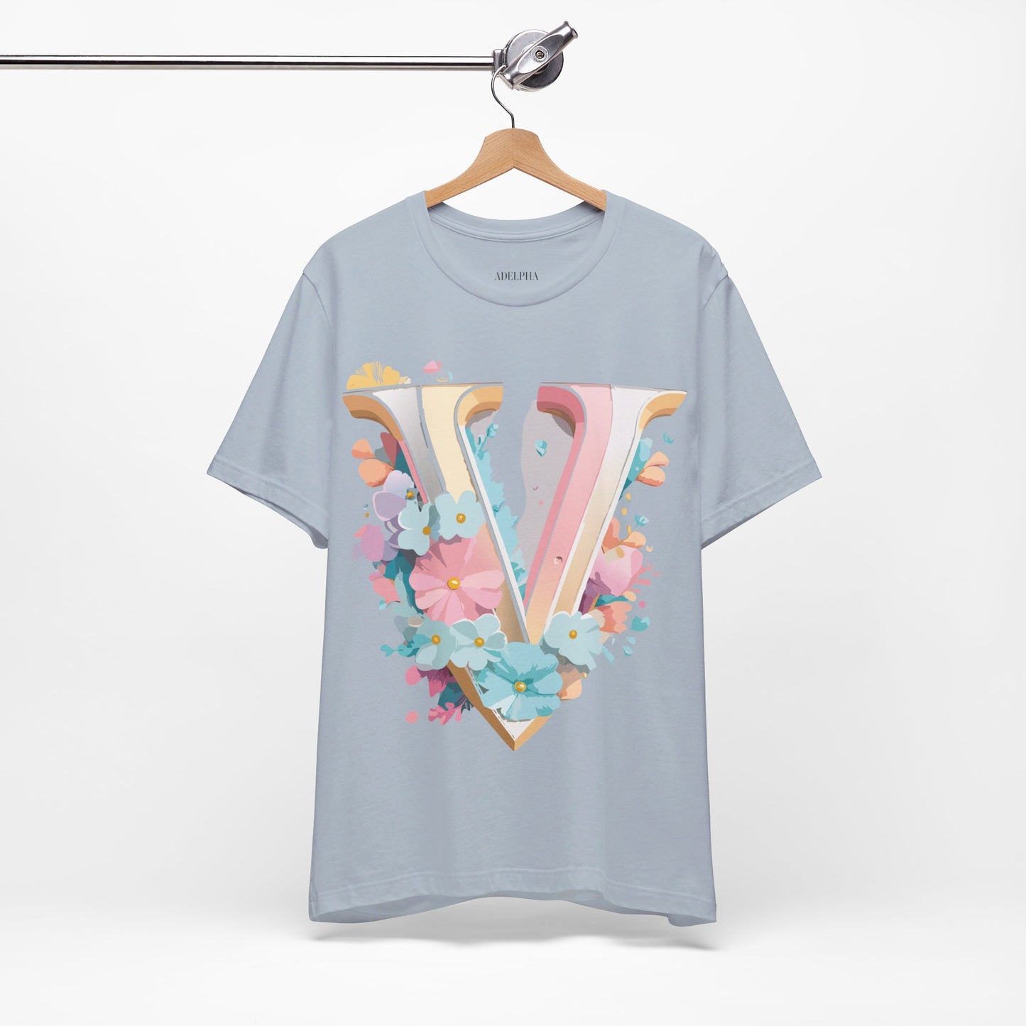 Natural Cotton Tee Shirt - Letters Collection - V Printify