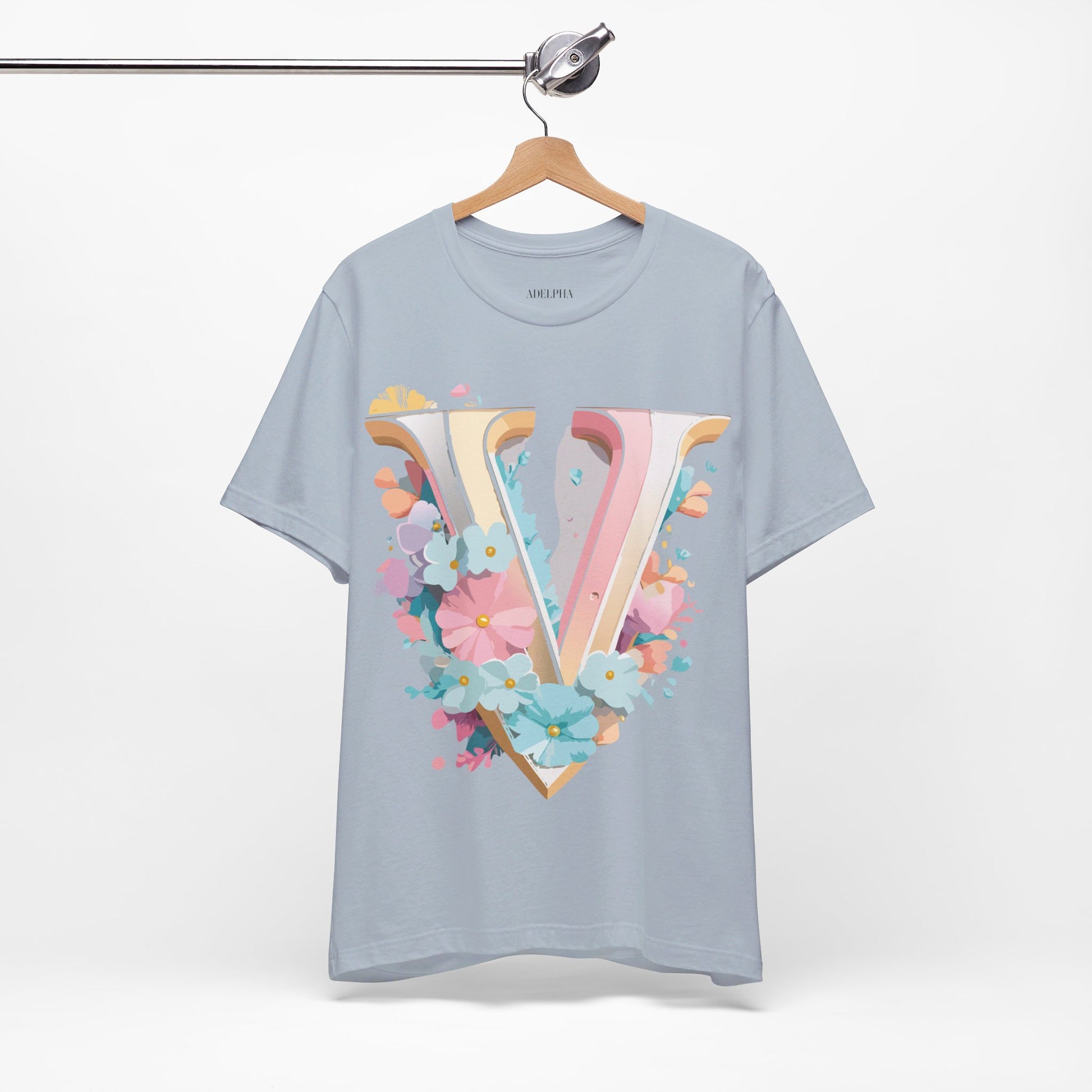 Natural Cotton Tee Shirt - Letters Collection - V Printify