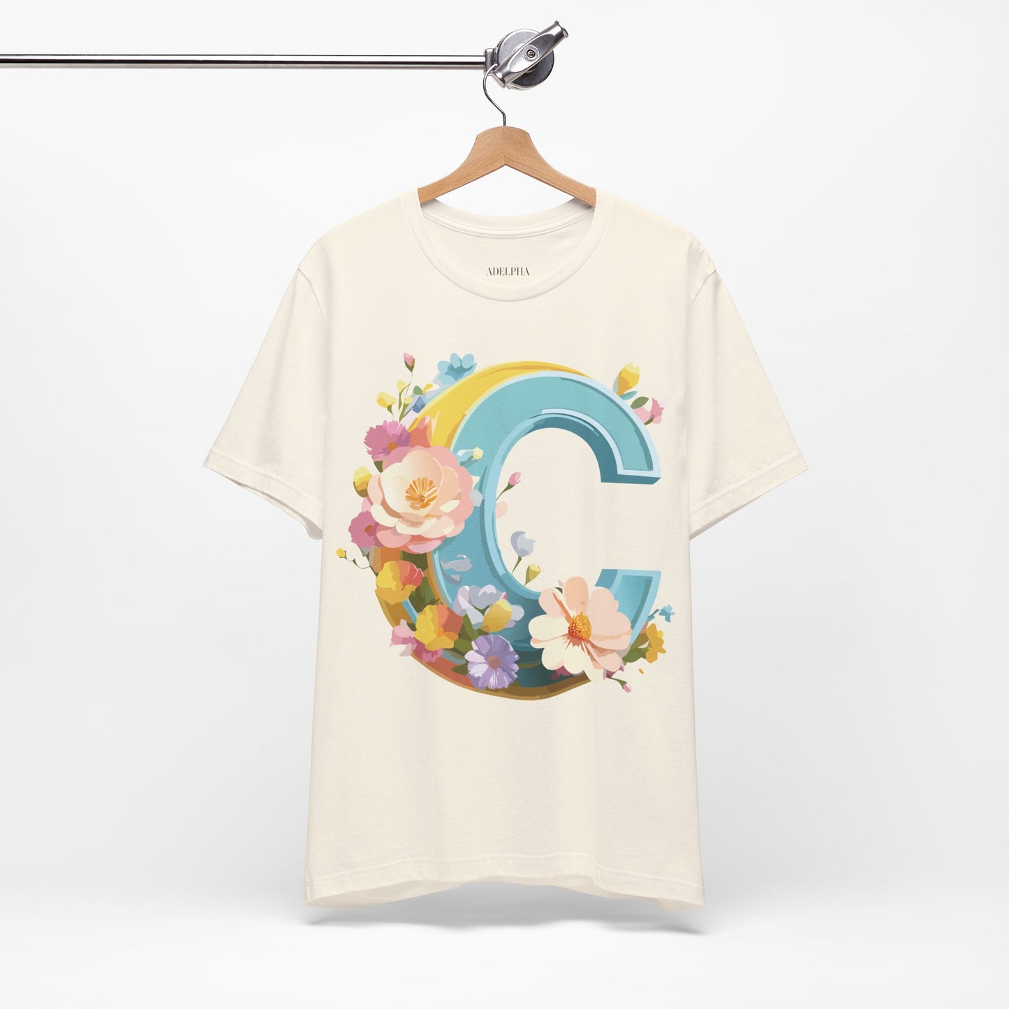 Natural Cotton Tee Shirt - Letters Collection - C Printify