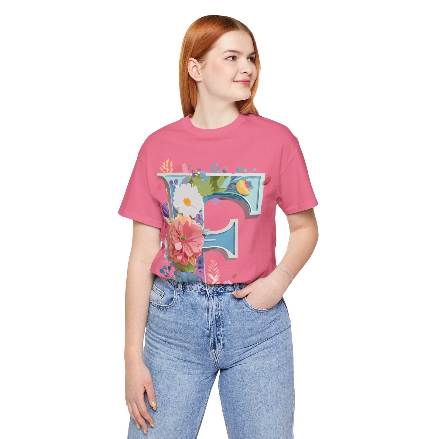 Natural Cotton Tee Shirt - Letters Collection - F Printify