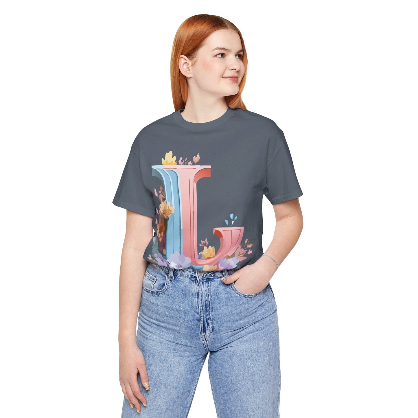 Natural Cotton Tee Shirt - Letters Collection - L Printify
