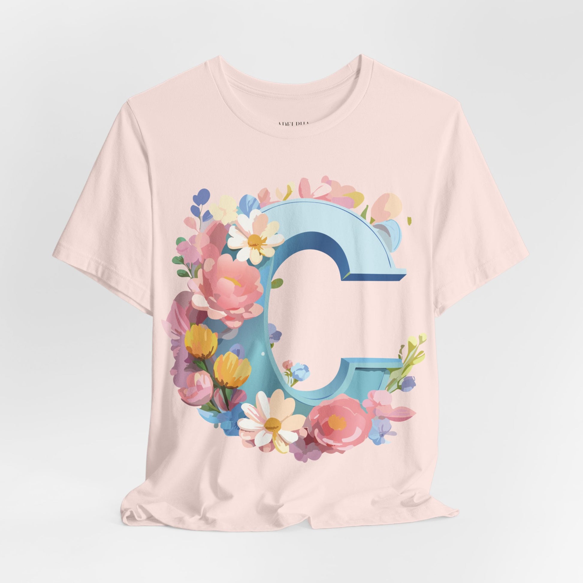 Natural Cotton Tee Shirt - Letters Collection - C Printify