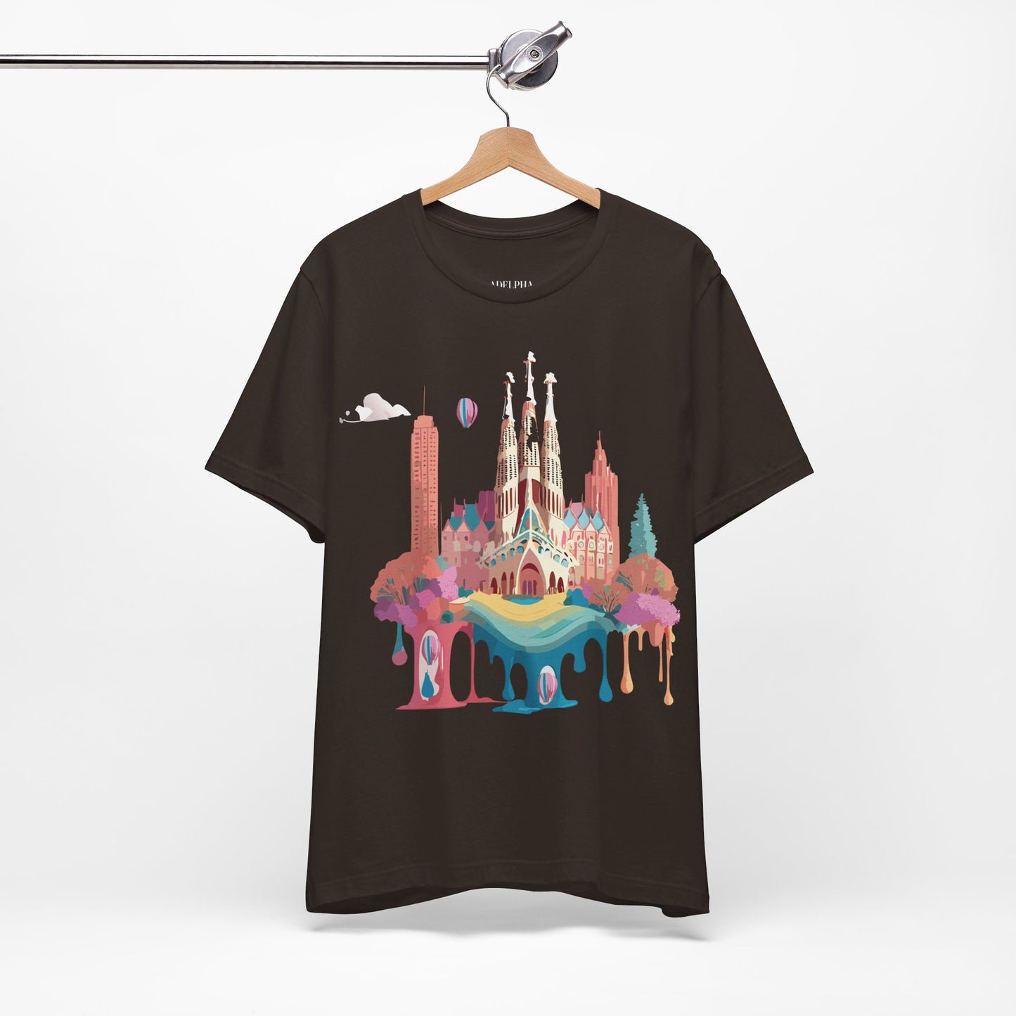 Natural Cotton Tee Shirt - Beautiful Places Collection - Barcelona Printify