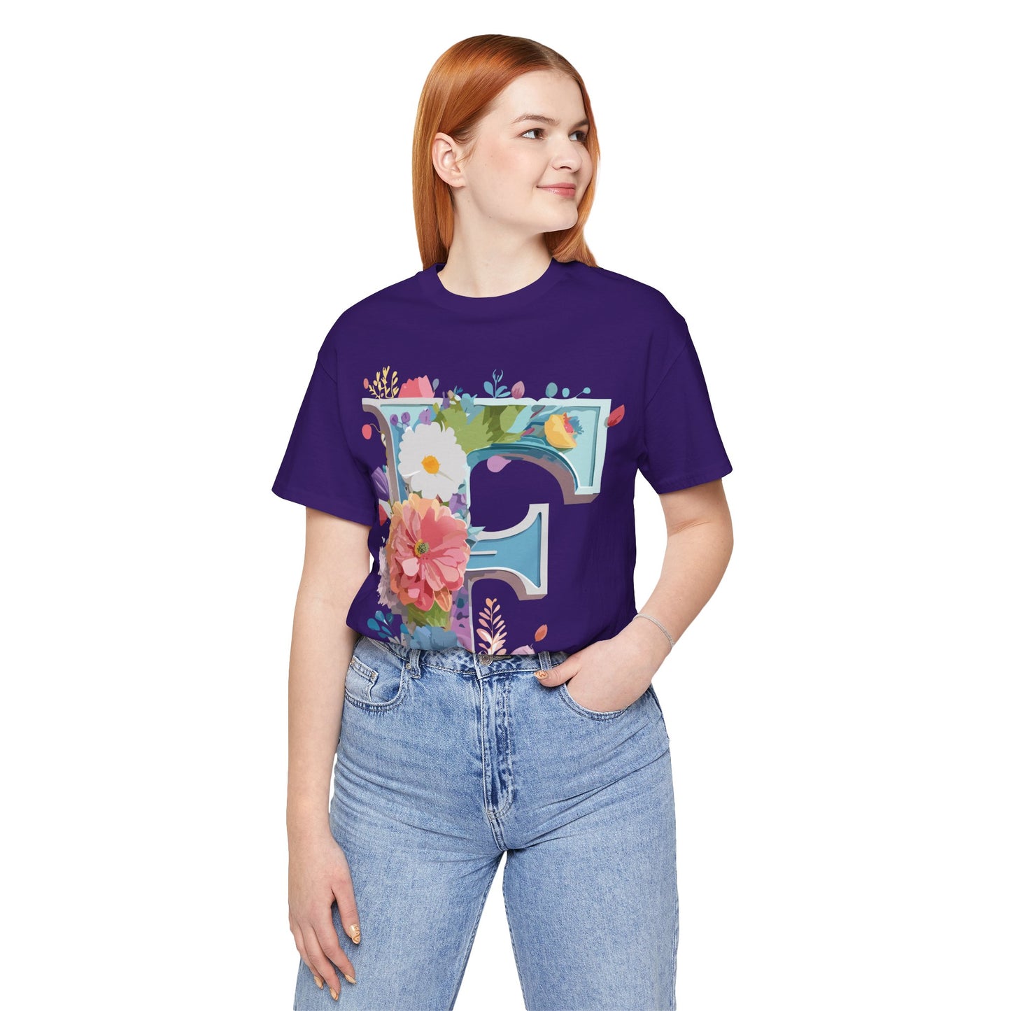 Natural Cotton Tee Shirt - Letters Collection - F Printify