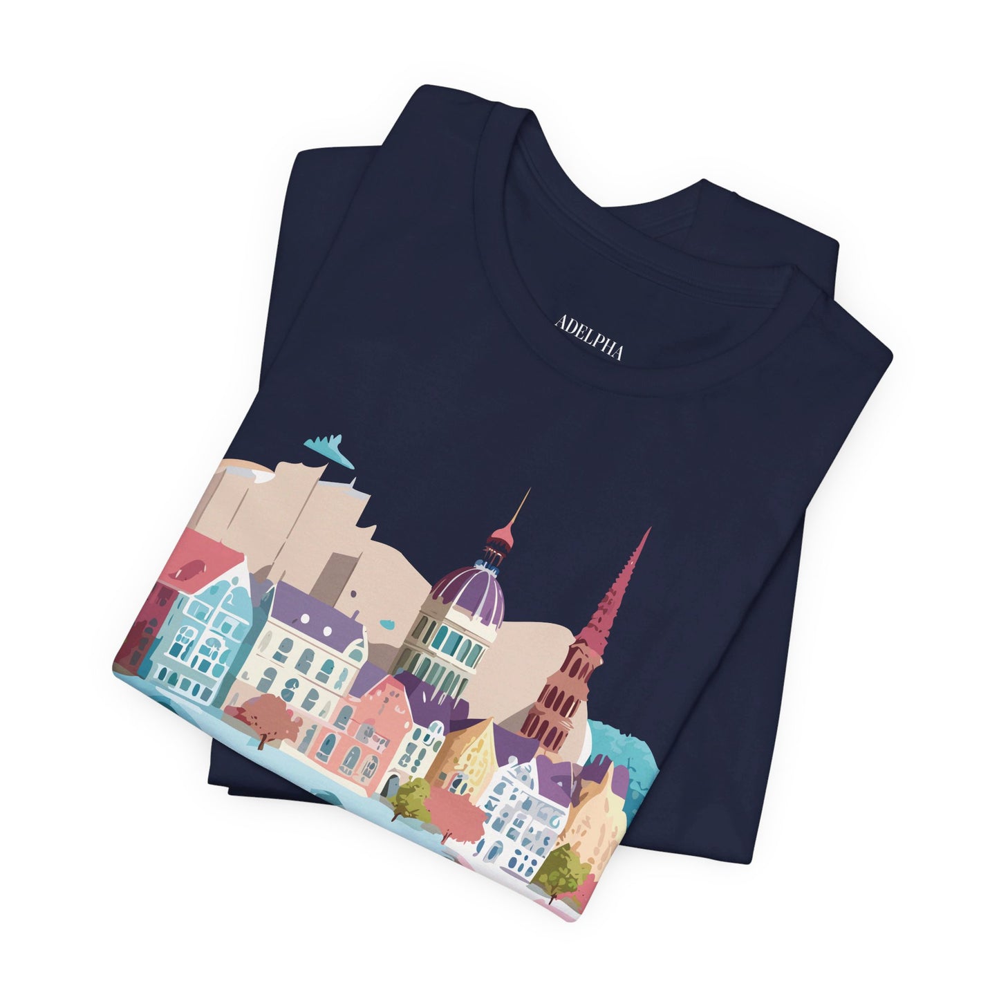 Natural Cotton Tee Shirt - Beautiful Places Collection - Warnemünde and Rostock - Germany Printify