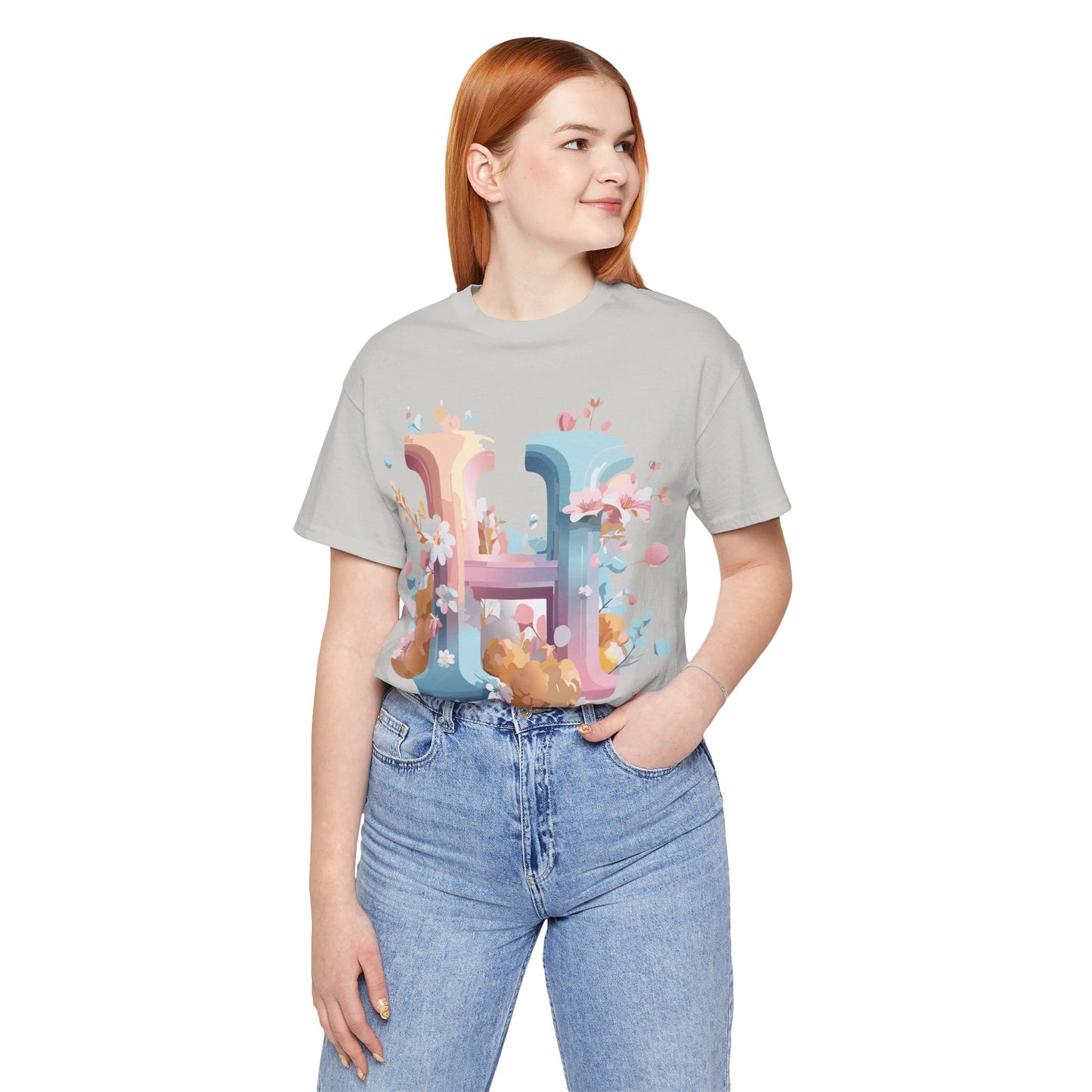 Natural Cotton Tee Shirt - Letters Collection - H Printify