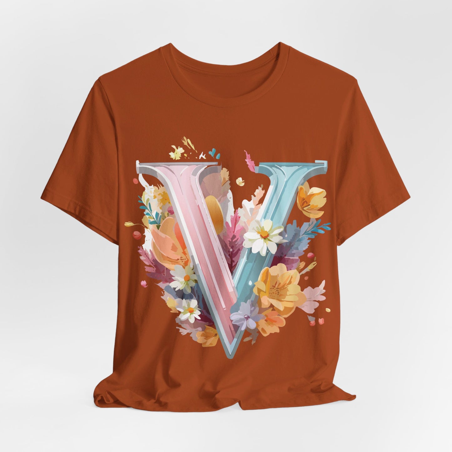 Natural Cotton Tee Shirt - Letters Collection - V Printify