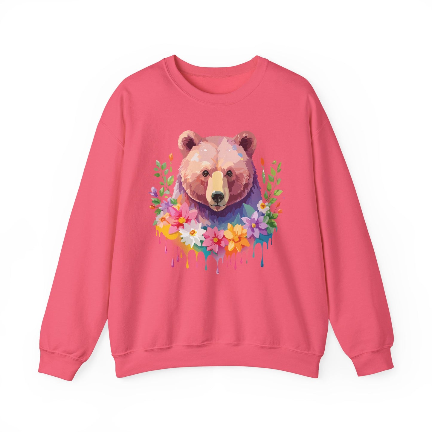 Unisex Floral Bear Sweatshirt, Animals Sweatshirt, Floral Sweatshirt, Art Design Sweatshirt