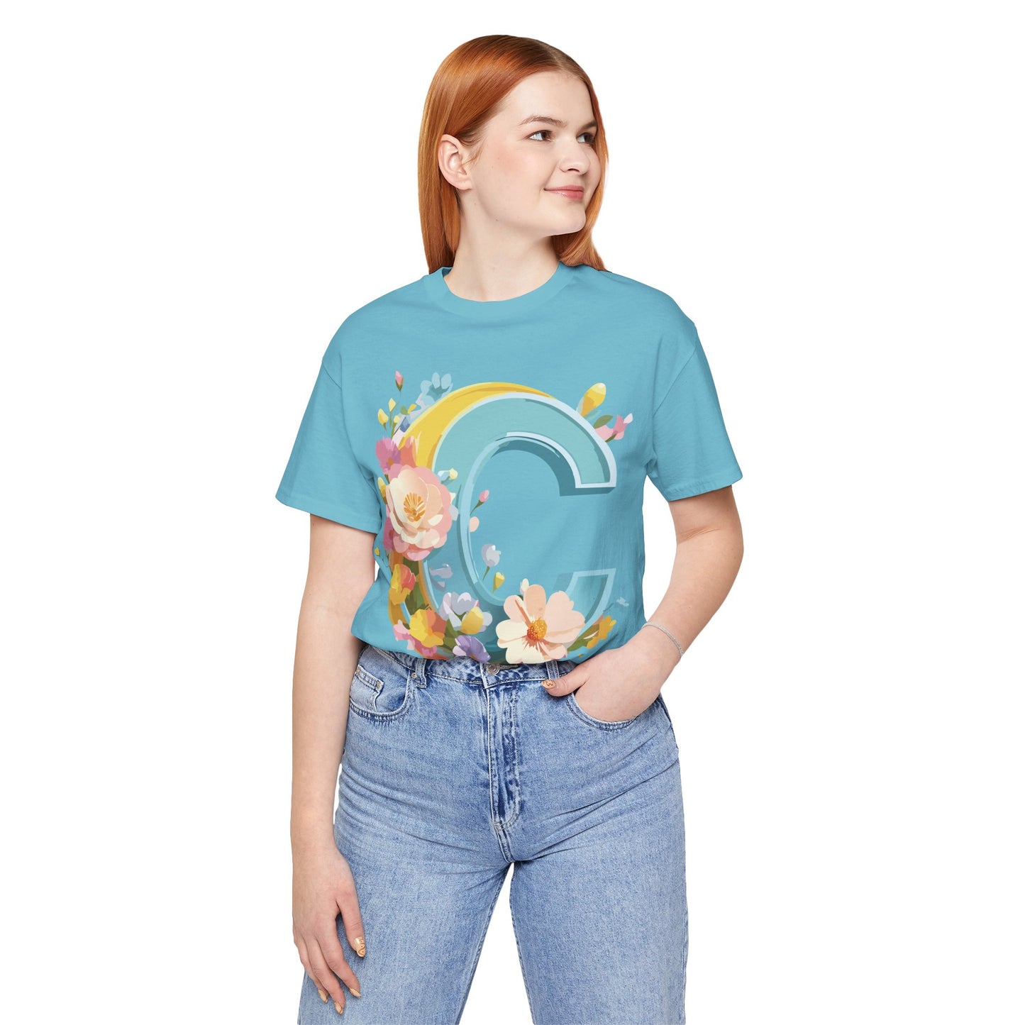 Natural Cotton Tee Shirt - Letters Collection - C Printify