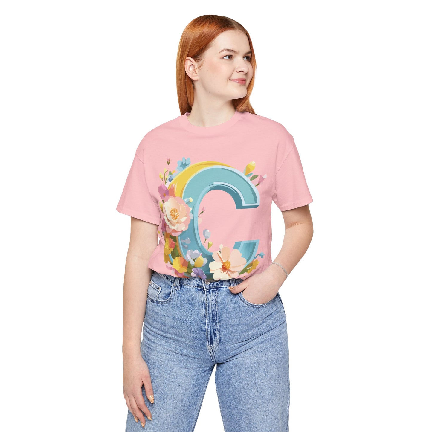 Natural Cotton Tee Shirt - Letters Collection - C Printify