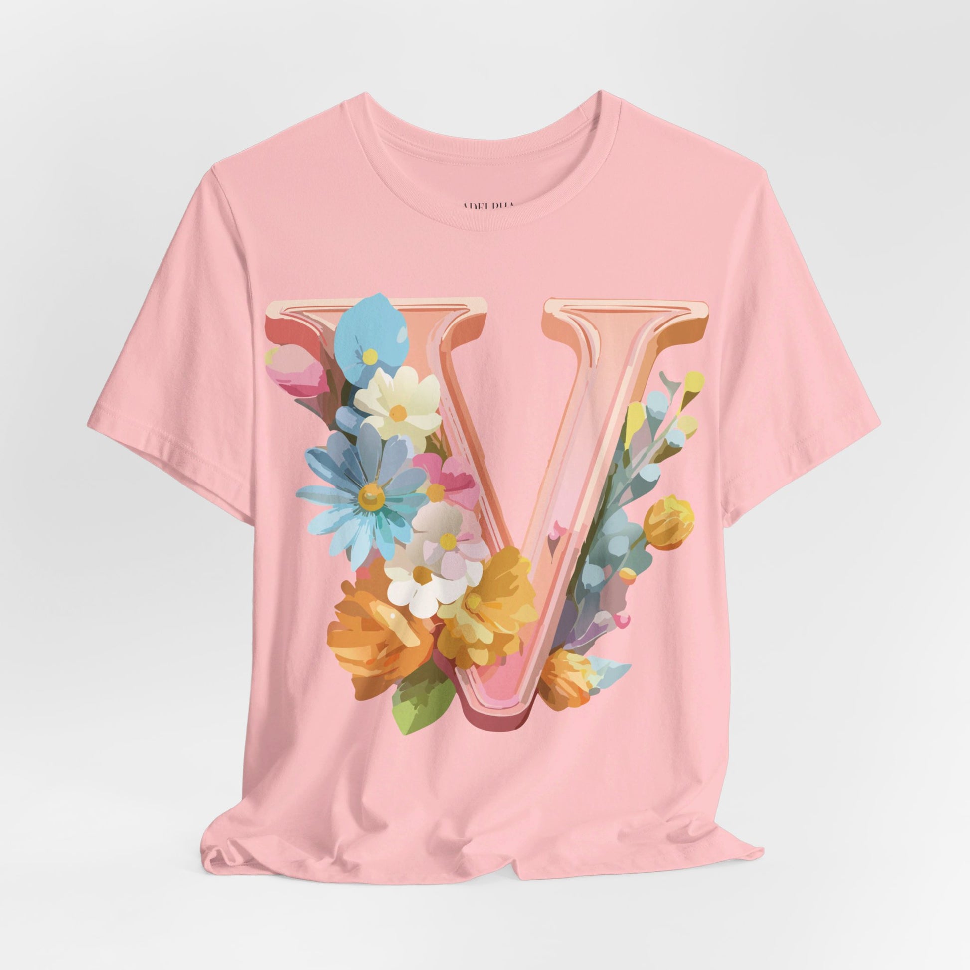 Natural Cotton Tee Shirt - Letters Collection - V Printify