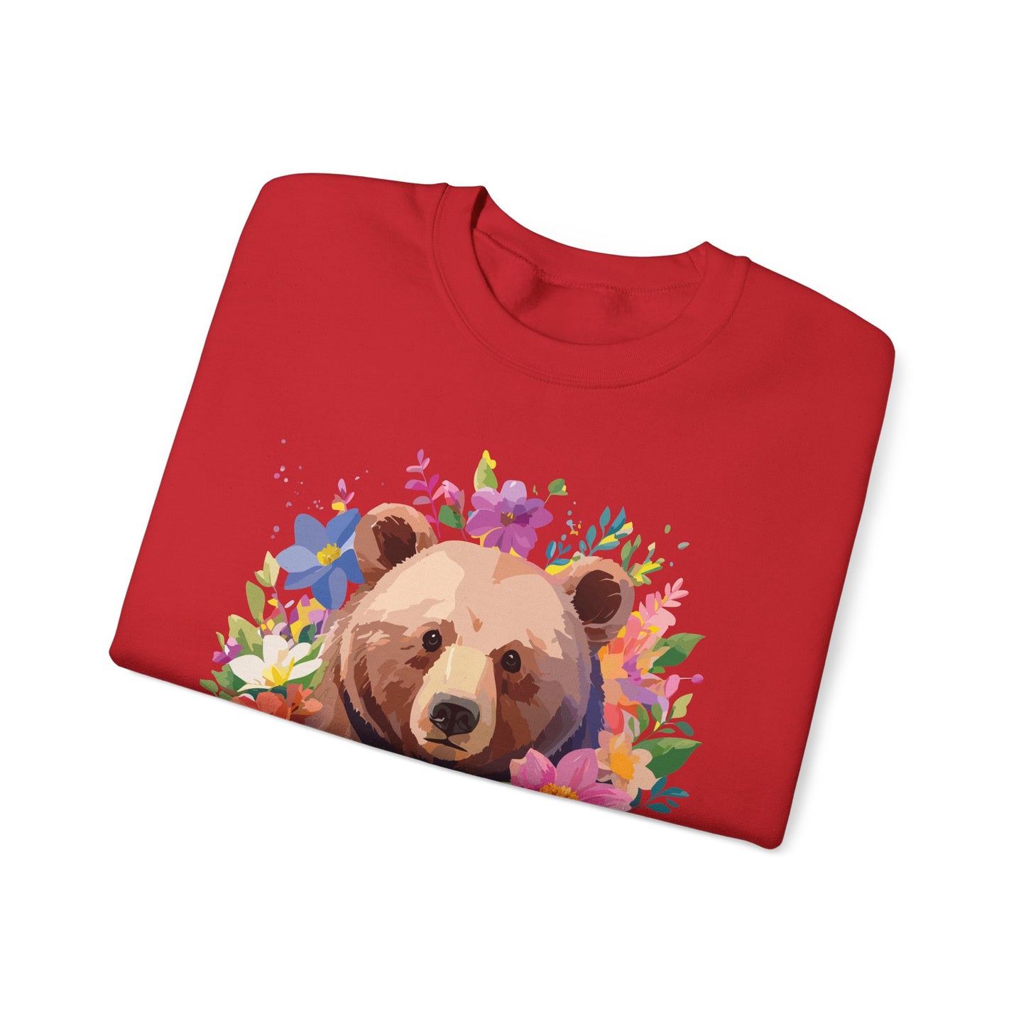 Unisex Floral Bear Sweatshirt, Animals Sweatshirt, Floral Sweatshirt, Art Design Sweatshirt