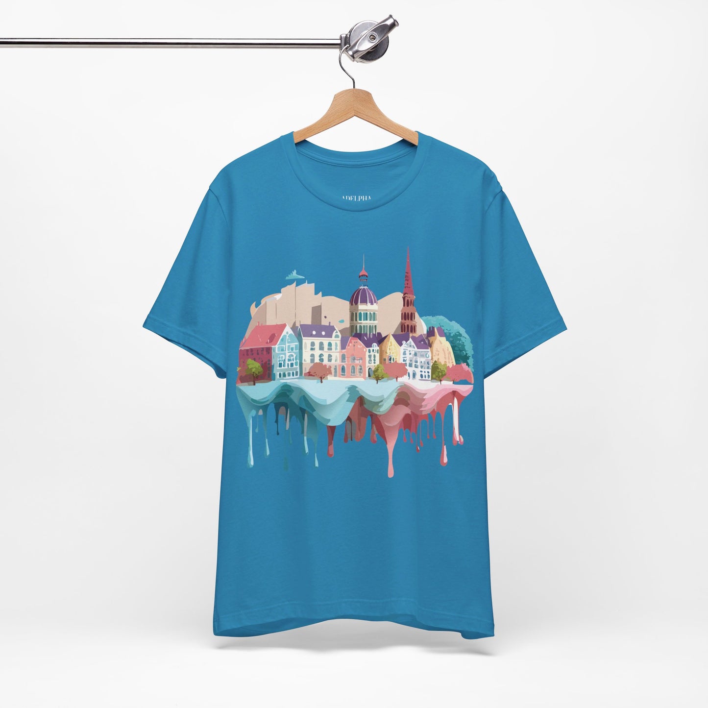 Natural Cotton Tee Shirt - Beautiful Places Collection - Warnemünde and Rostock - Germany Printify