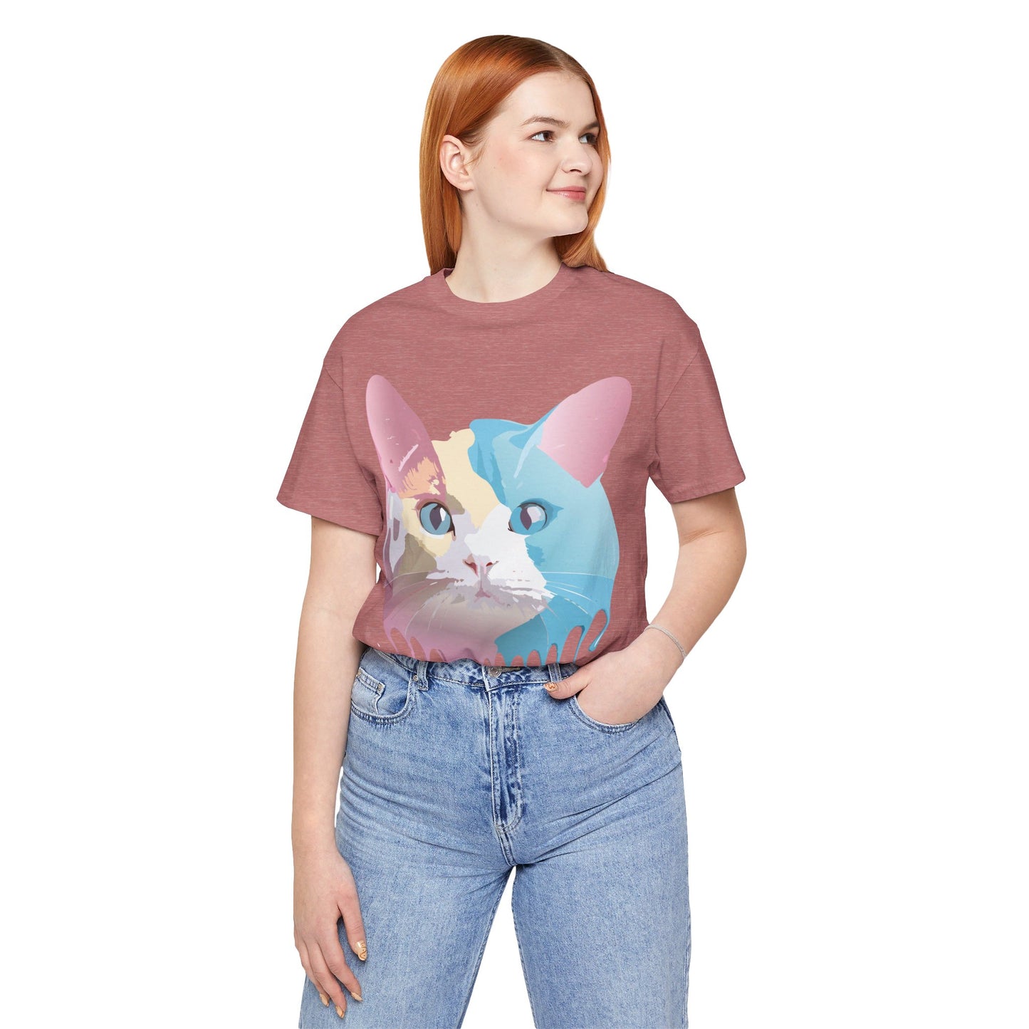 Natural Cotton Tee Shirt with Cat Printify