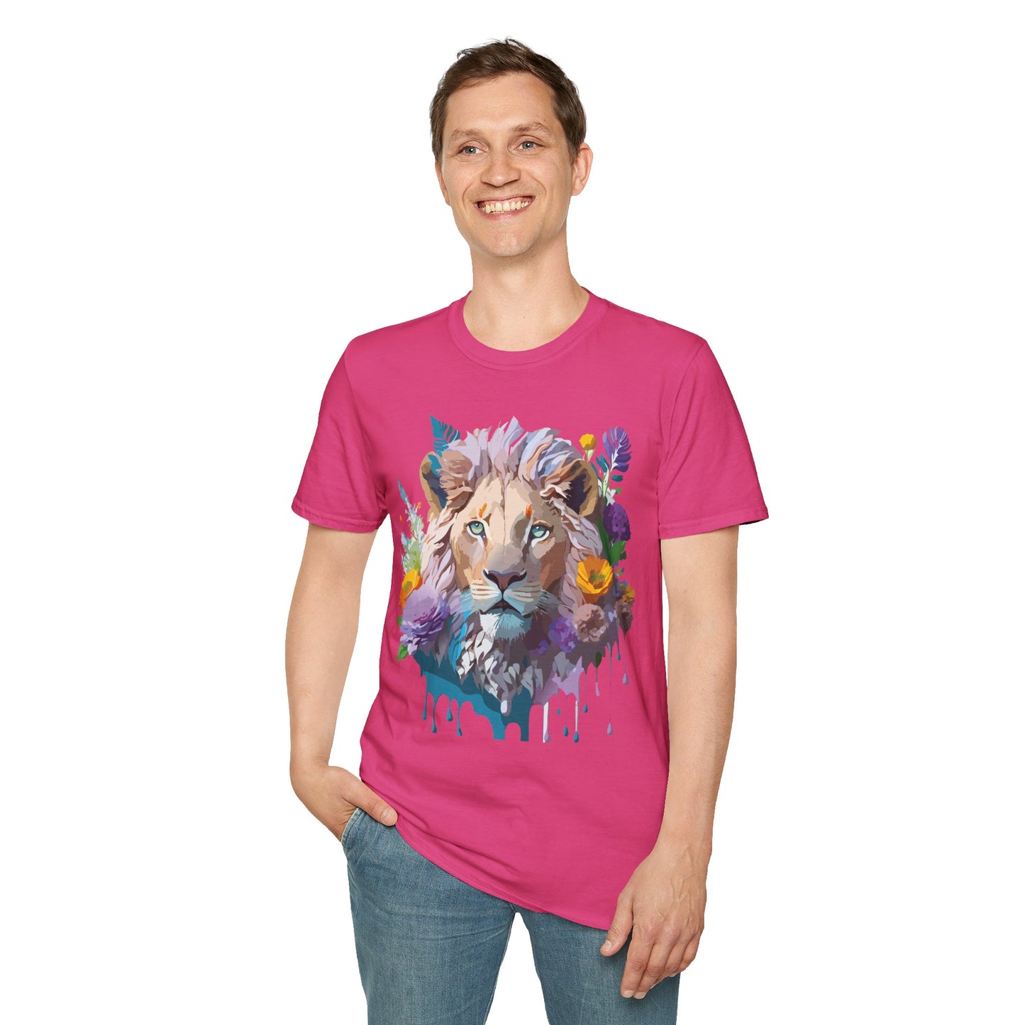Lion Shirt, Shirt with Lion, Floral Lion Tee, Shirt with Animals