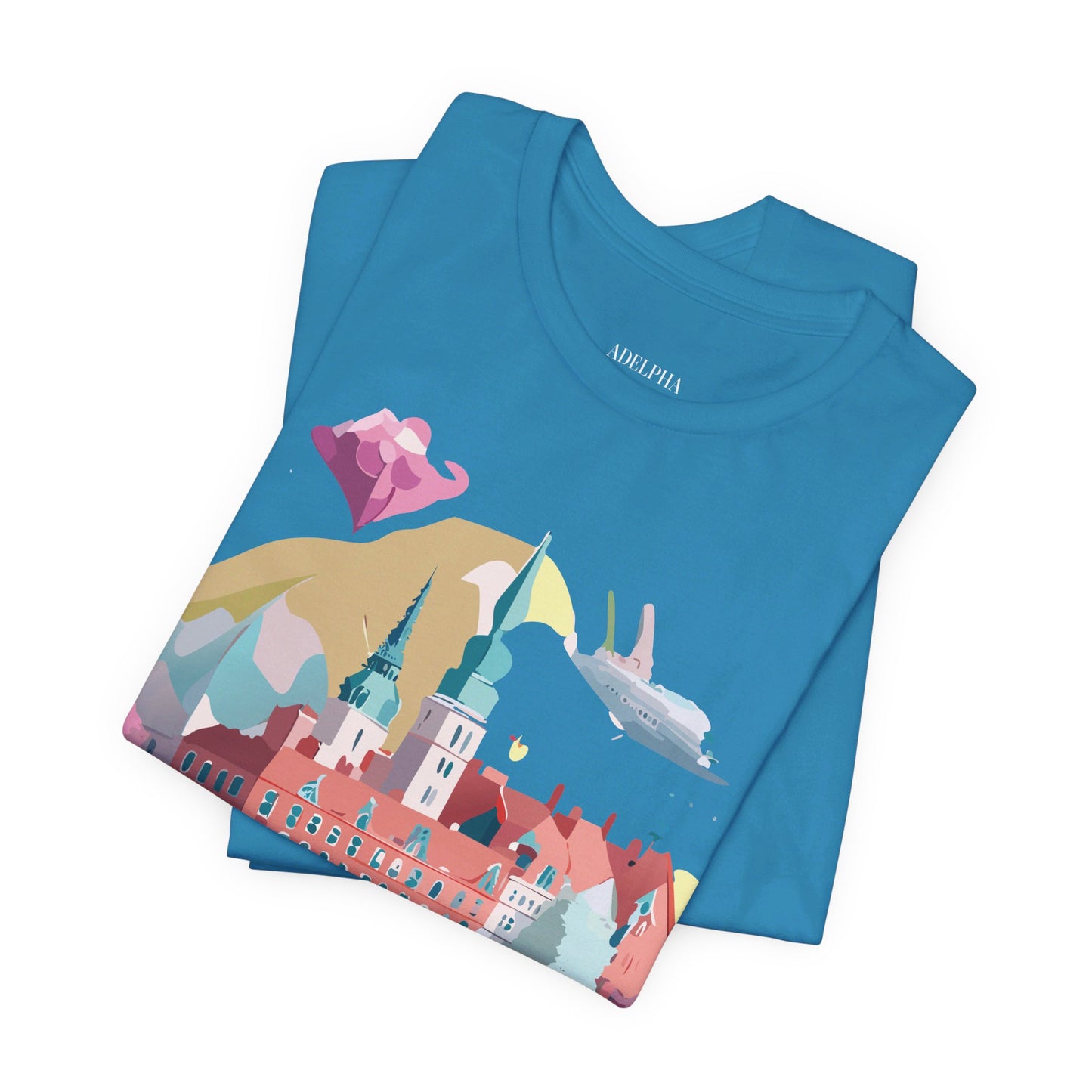 Natural Cotton Tee Shirt - Beautiful Places Collection - Warnemünde and Rostock - Germany Printify