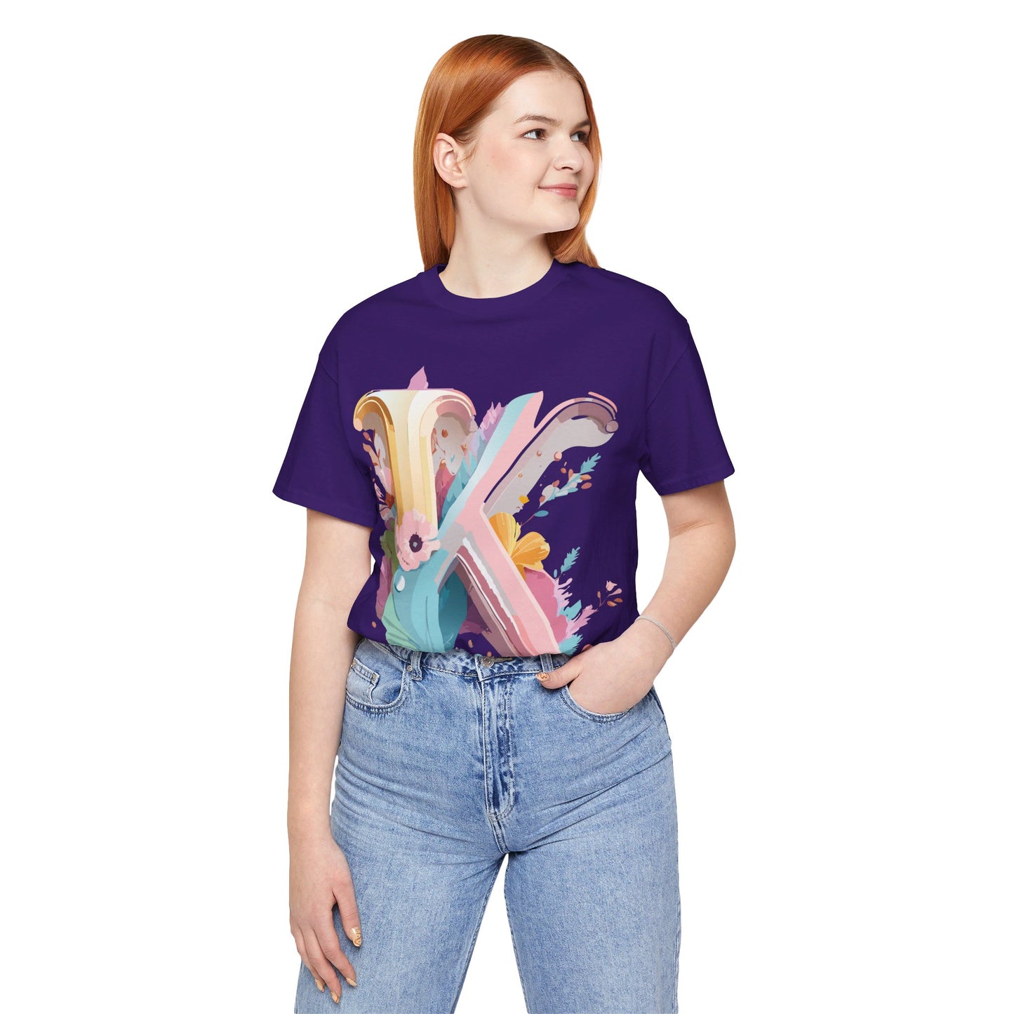 Natural Cotton Tee Shirt - Letters Collection - K Printify