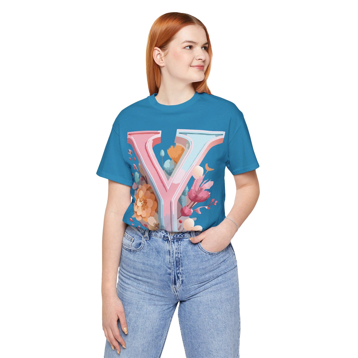 Natural Cotton Tee Shirt - Letters Collection - Y Printify
