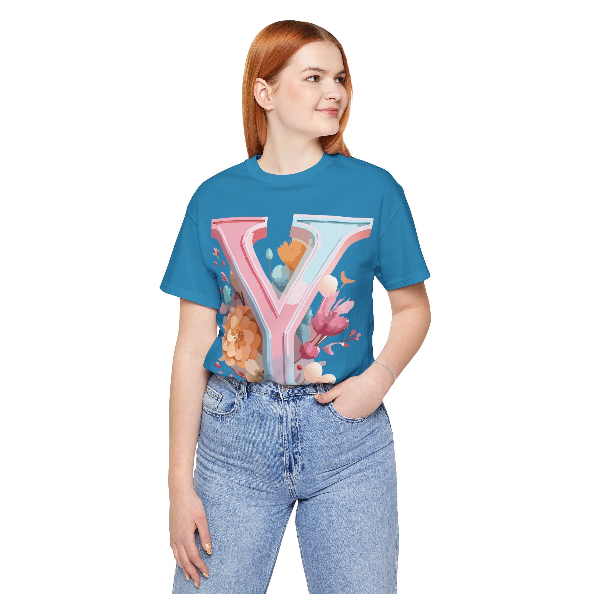 Natural Cotton Tee Shirt - Letters Collection - Y Printify