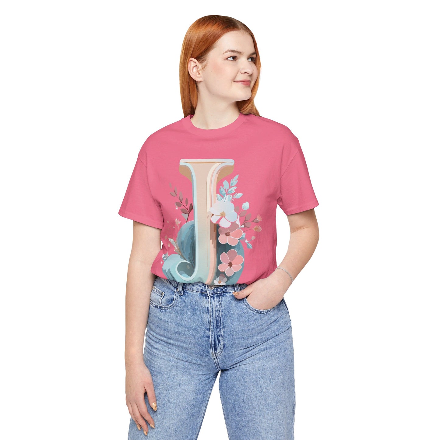 Natural Cotton Tee Shirt - Letters Collection - J Printify