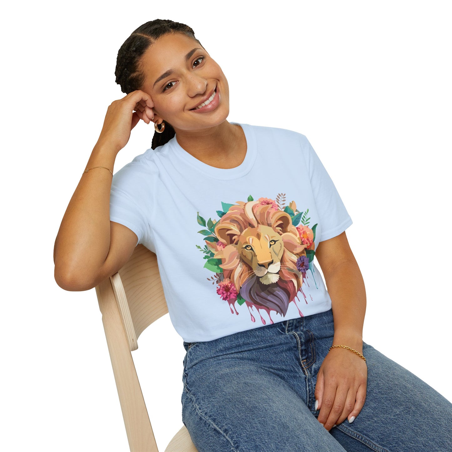 Lion Shirt, Shirt with Lion, Floral Lion Tee, Shirt with Animals