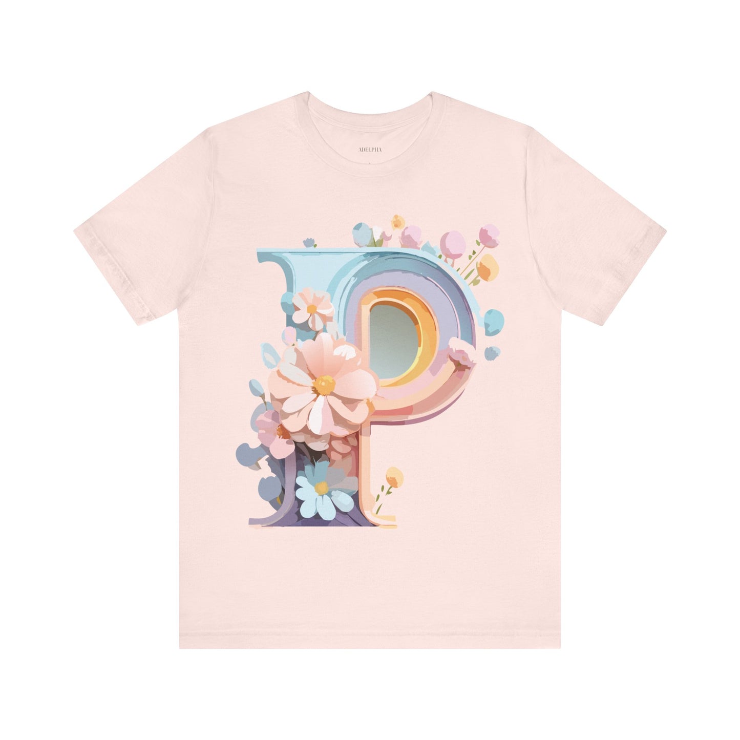 Natural Cotton Tee Shirt - Letters Collection - P Printify