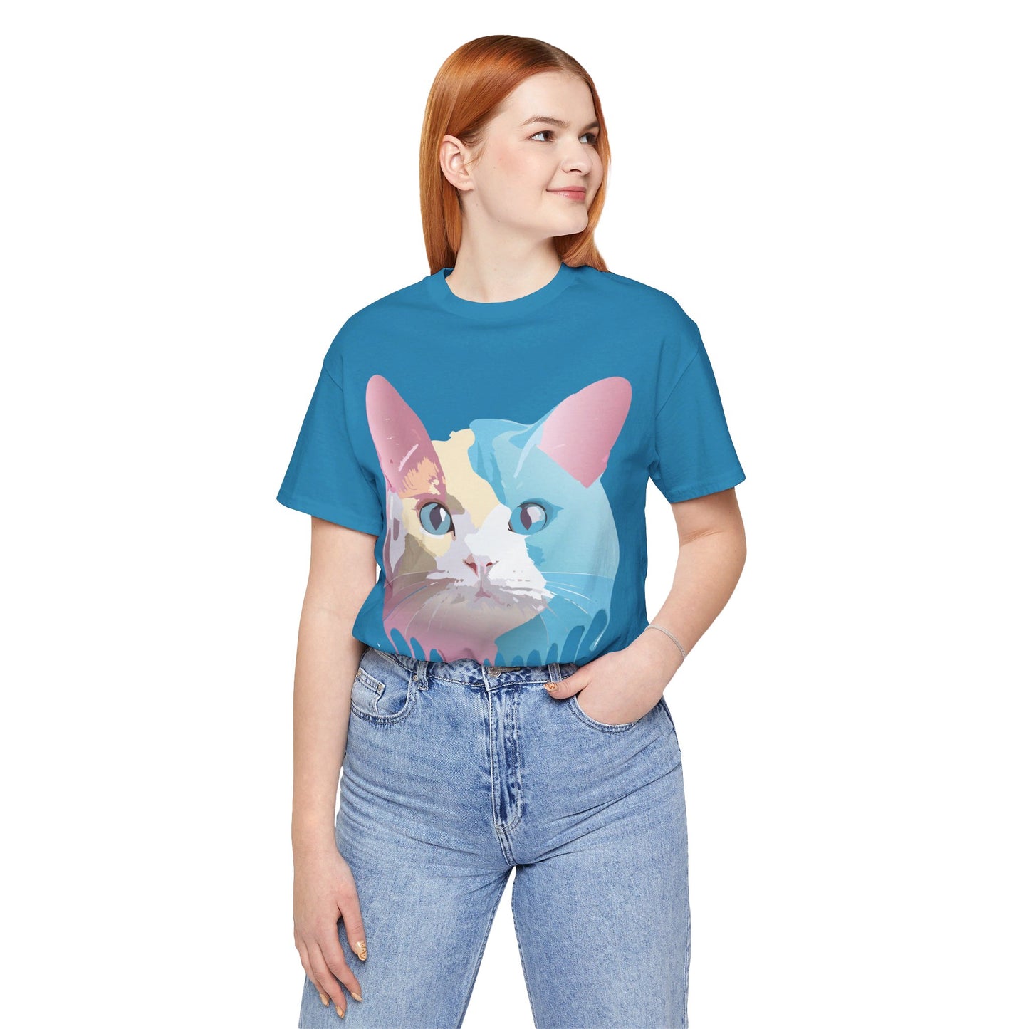 Natural Cotton Tee Shirt with Cat Printify