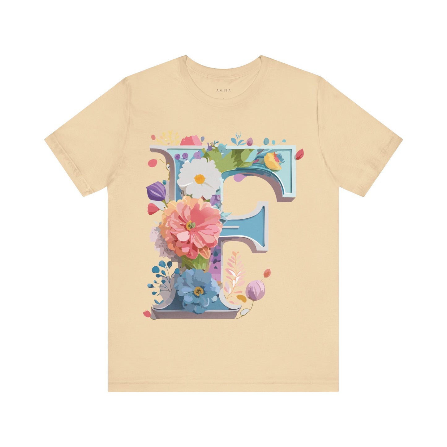 Natural Cotton Tee Shirt - Letters Collection - F Printify