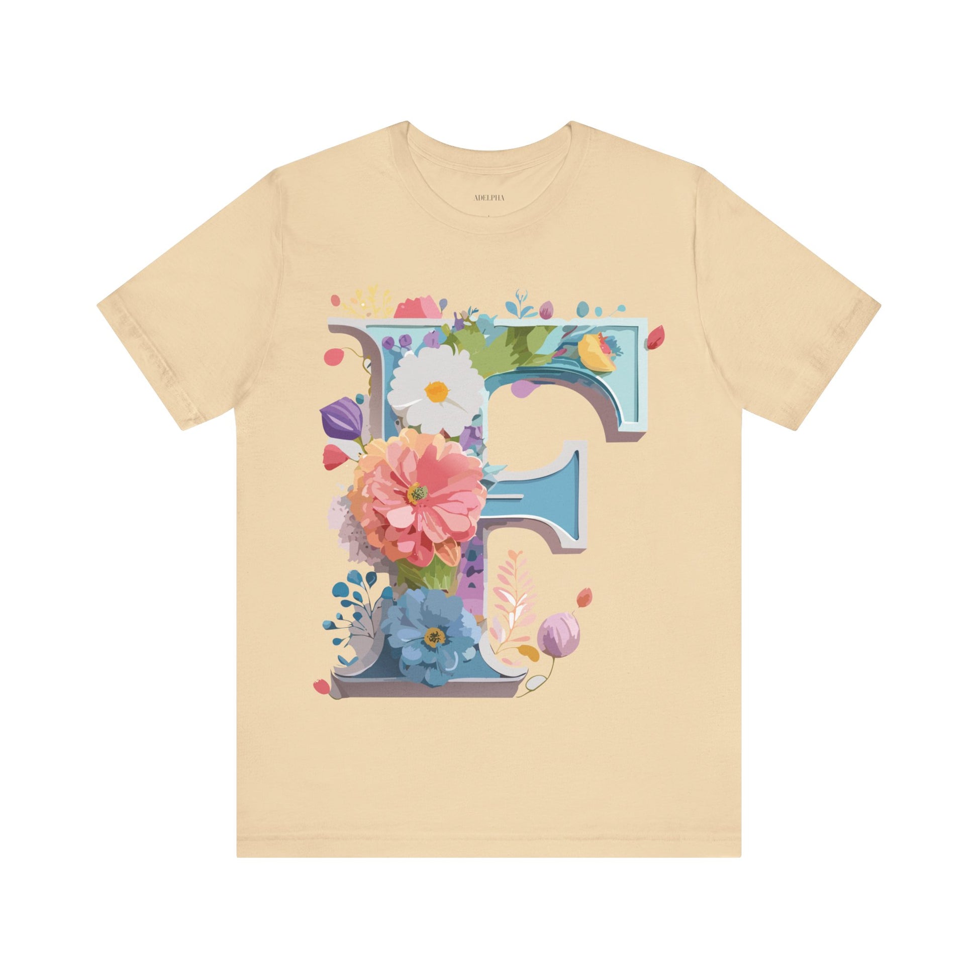 Natural Cotton Tee Shirt - Letters Collection - F Printify