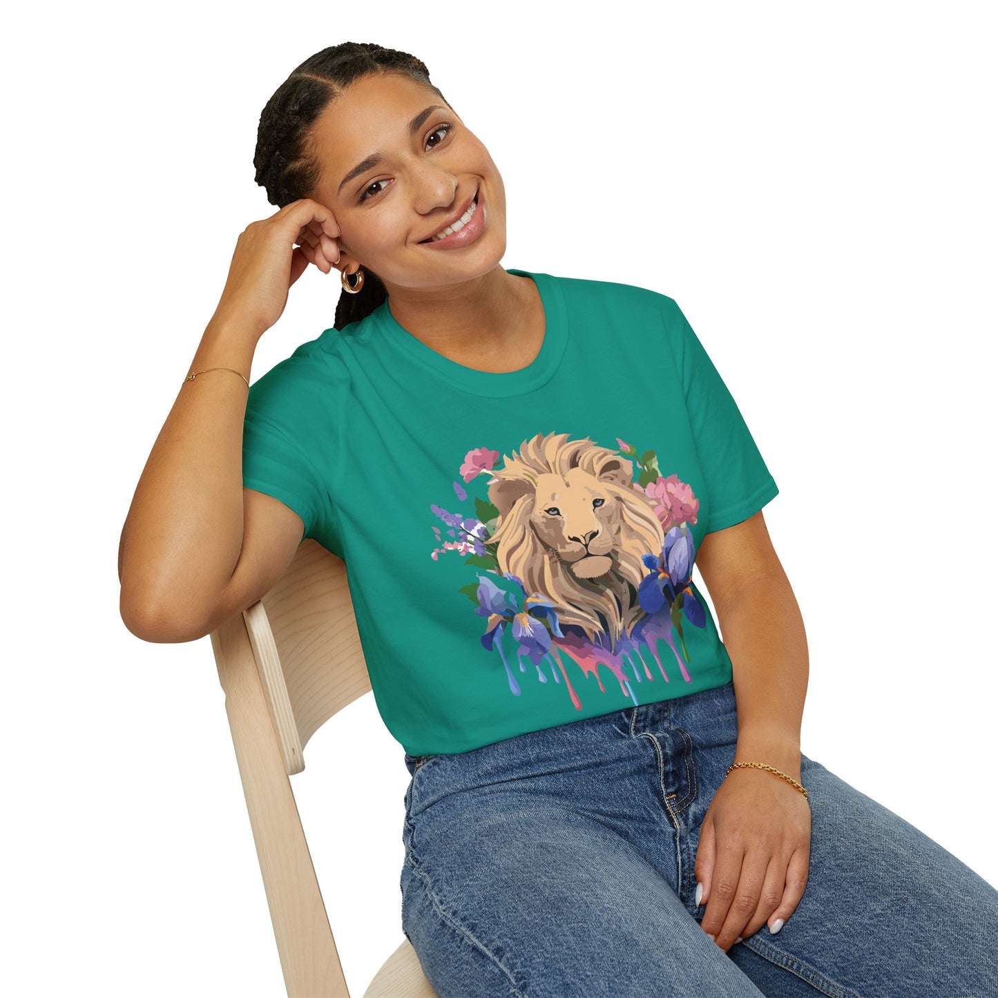 Lion Shirt, Shirt with Lion, Floral Lion Tee, Shirt with Animals