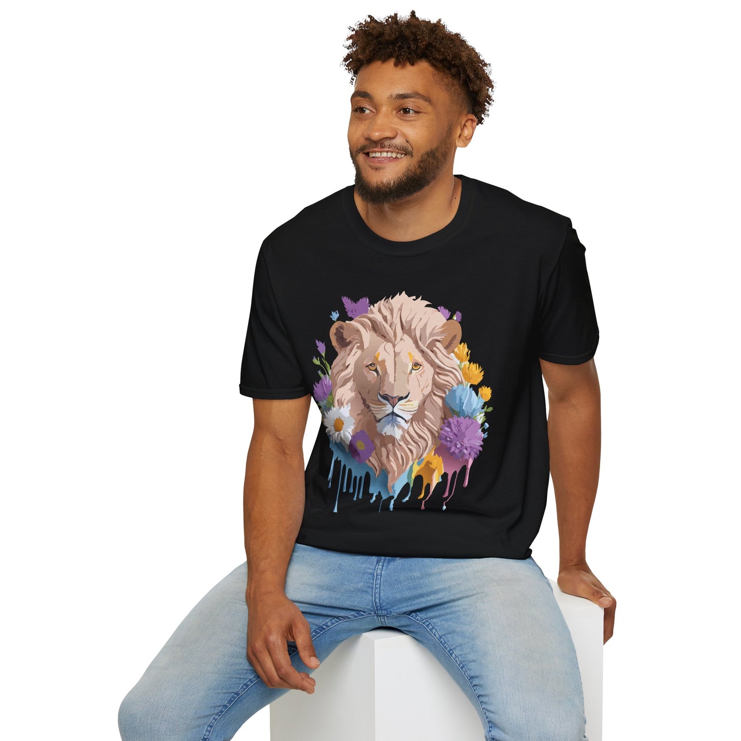 Lion Shirt, Shirt with Lion, Floral Lion Tee, Shirt with Animals