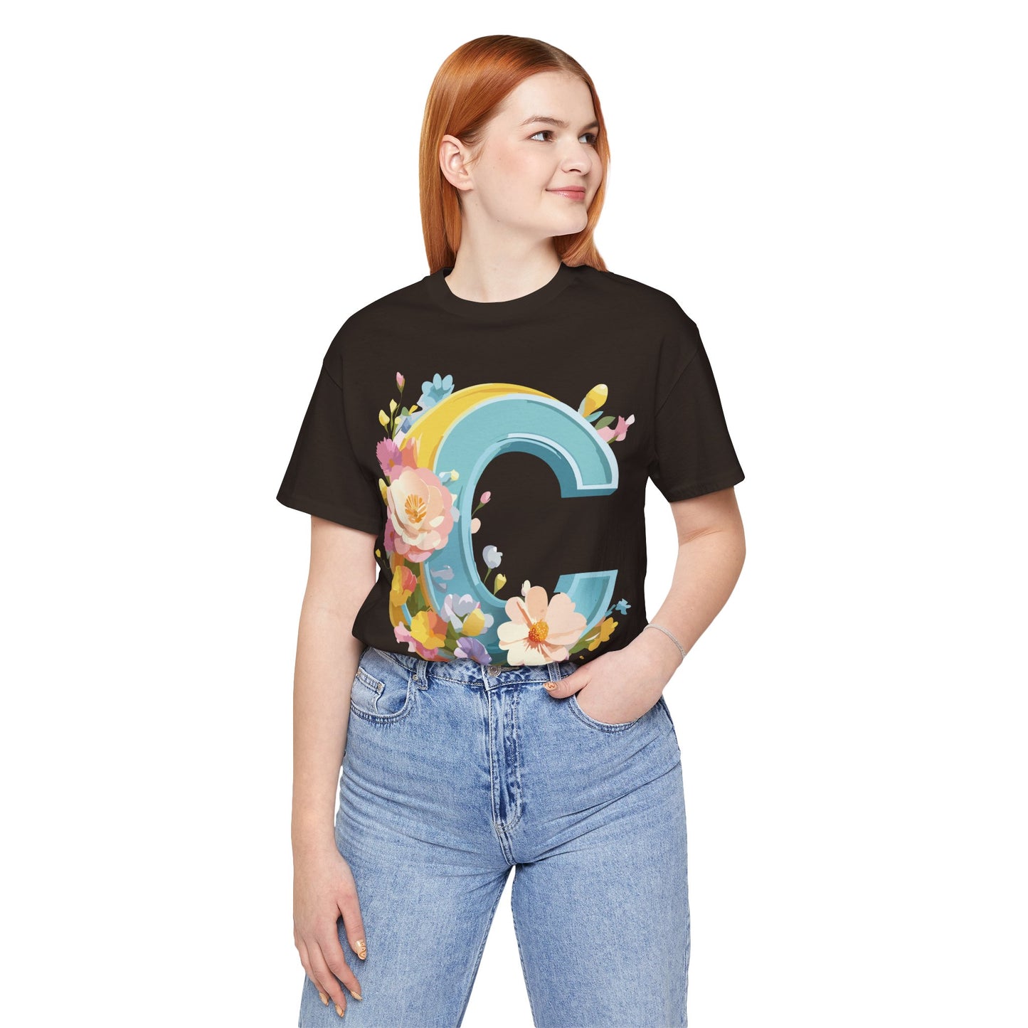 Natural Cotton Tee Shirt - Letters Collection - C Printify
