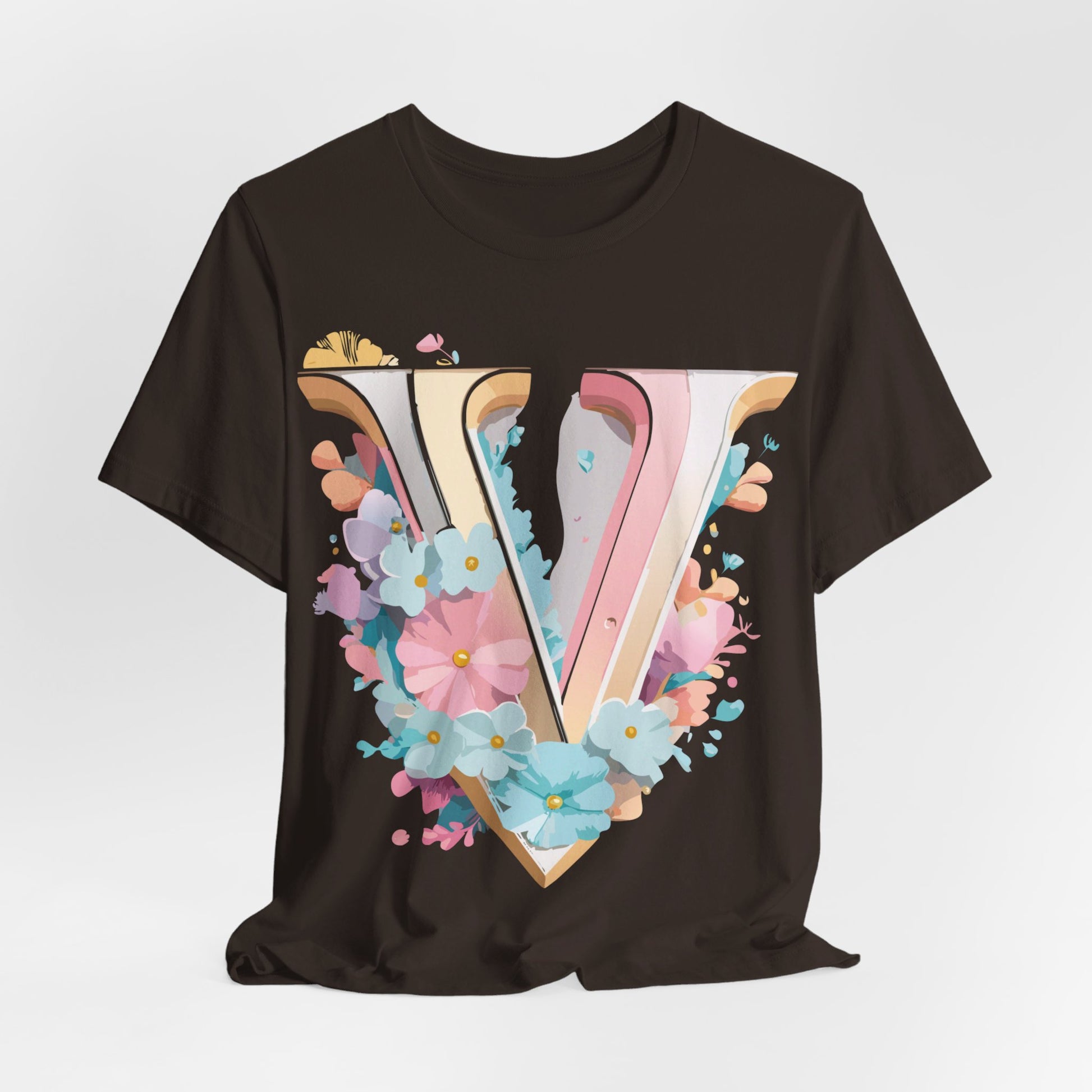 Natural Cotton Tee Shirt - Letters Collection - V Printify