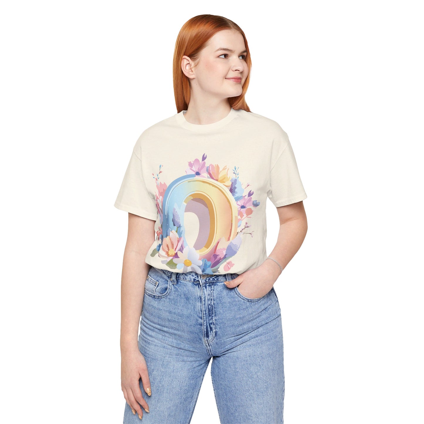 Natural Cotton Tee Shirt - Letters Collection - O Printify