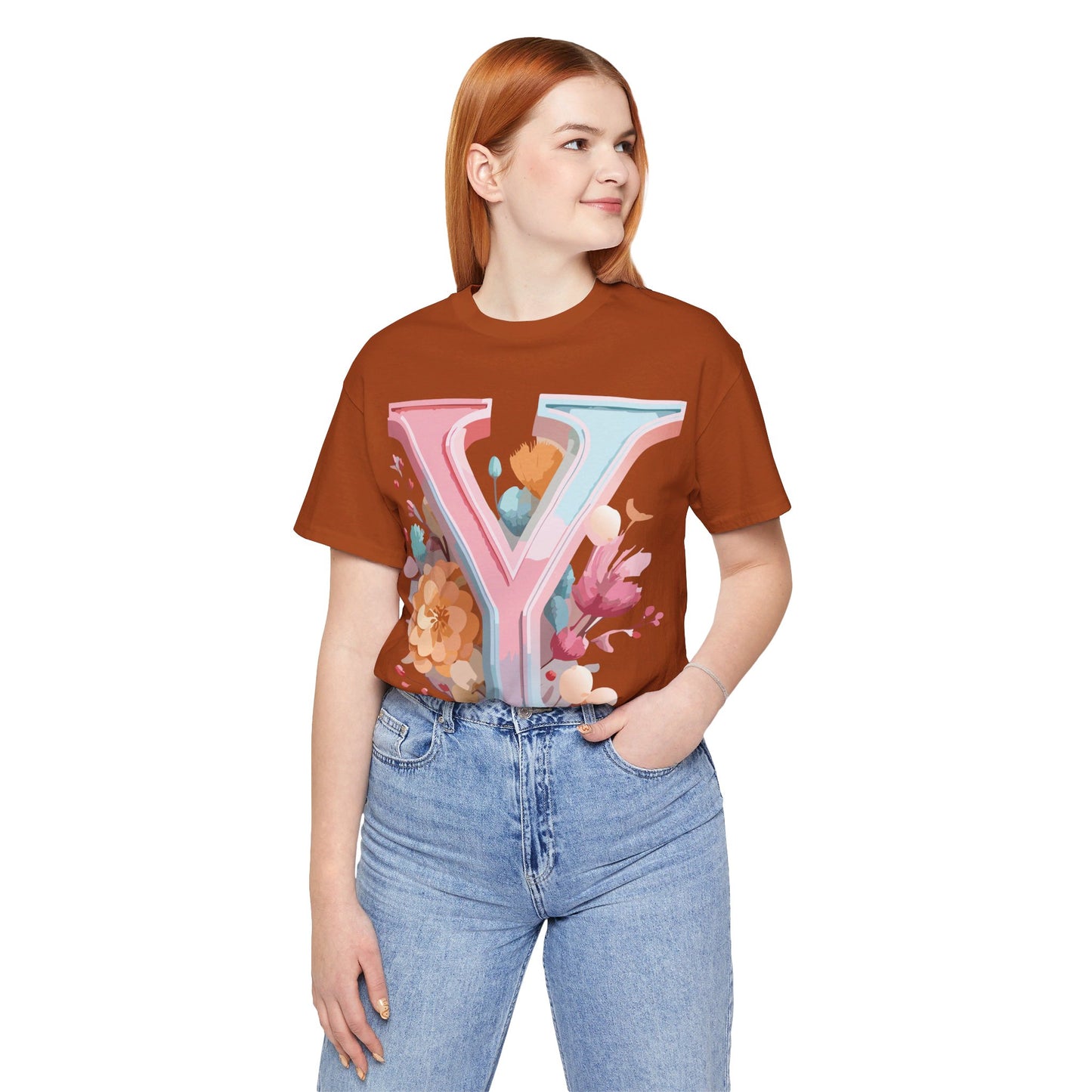 Natural Cotton Tee Shirt - Letters Collection - Y Printify