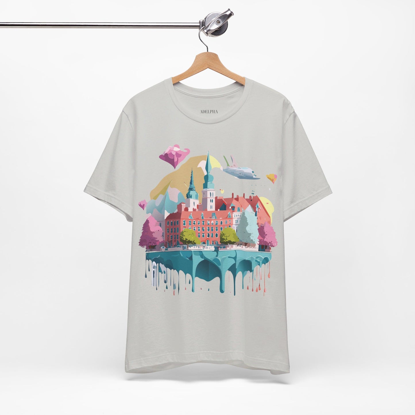 Natural Cotton Tee Shirt - Beautiful Places Collection - Warnemünde and Rostock - Germany Printify