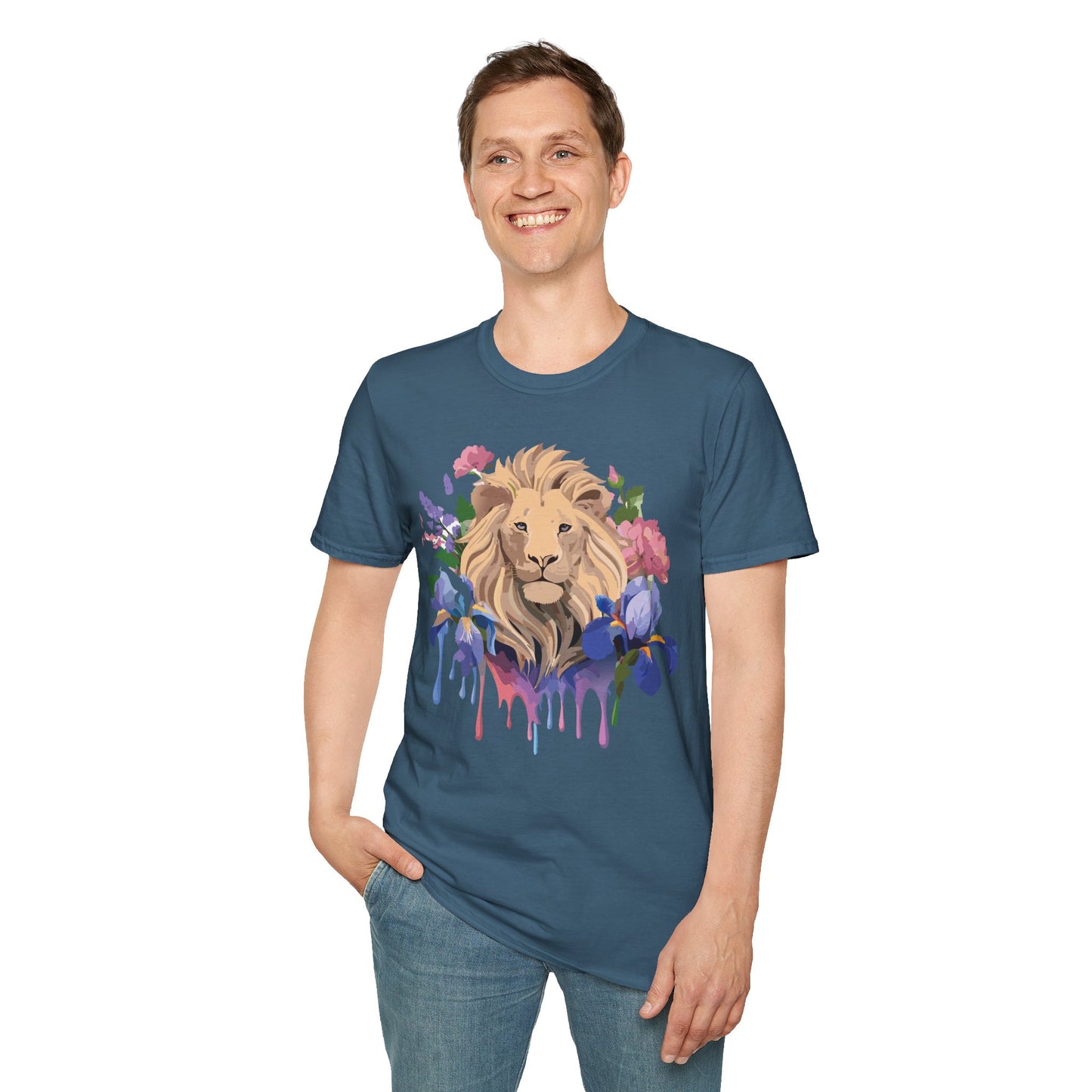 Lion Shirt, Shirt with Lion, Floral Lion Tee, Shirt with Animals