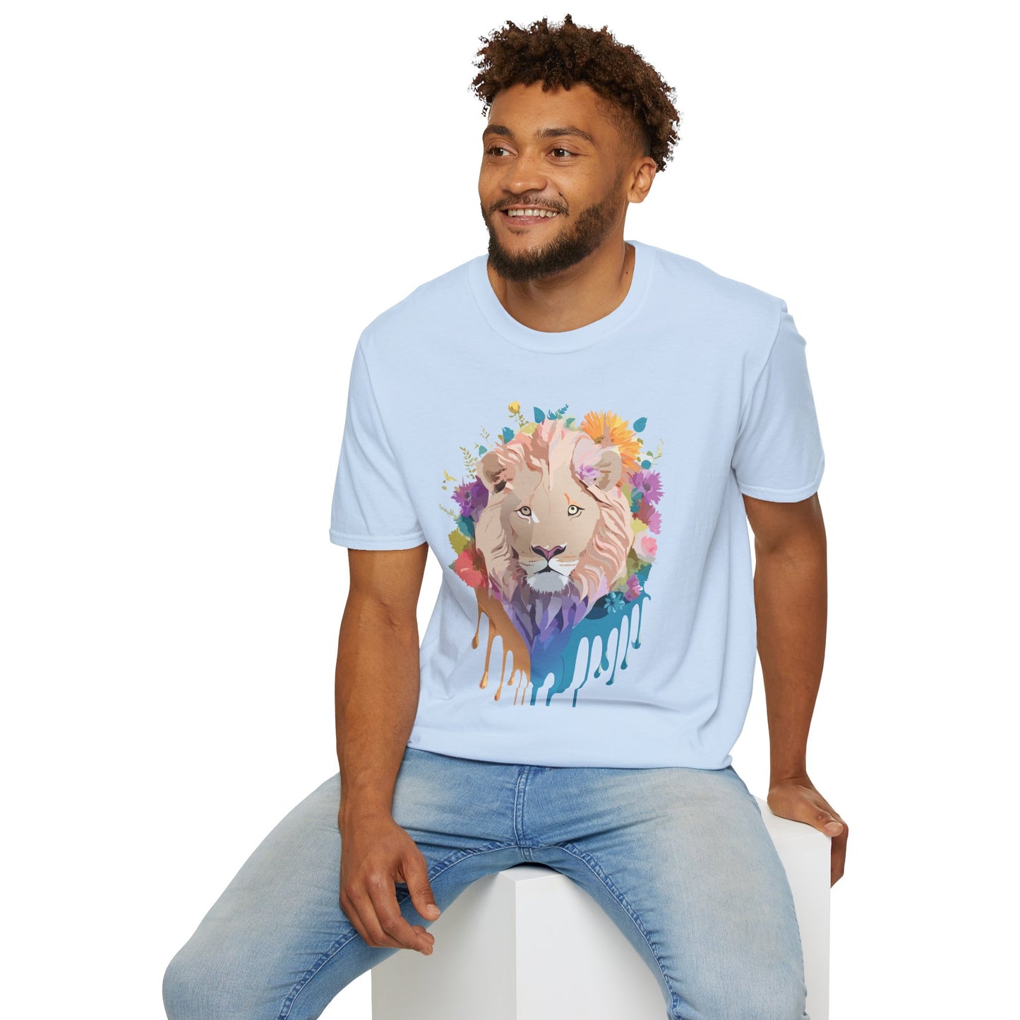 Lion Shirt, Shirt with Lion, Floral Lion Tee, Shirt with Animals