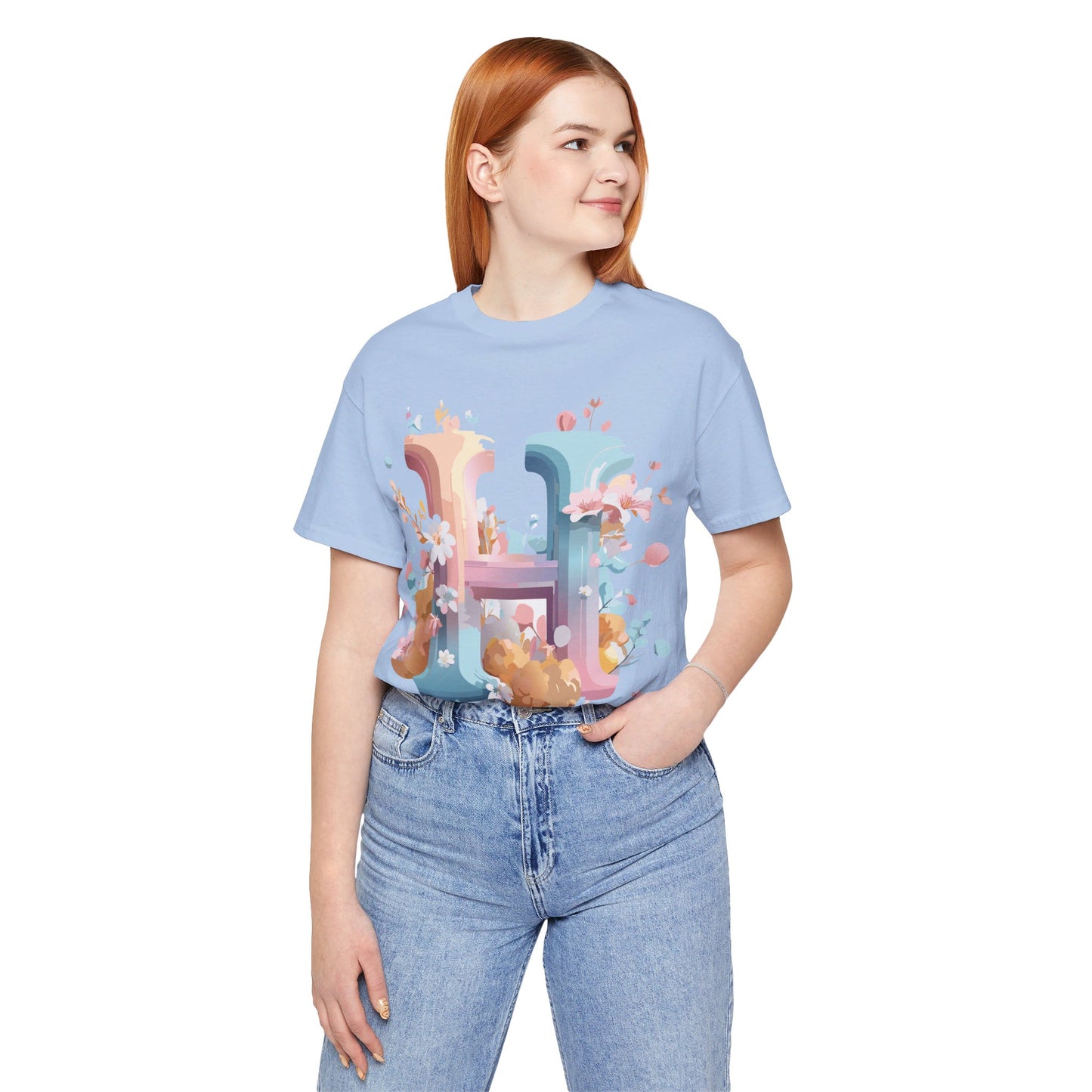 Natural Cotton Tee Shirt - Letters Collection - H Printify