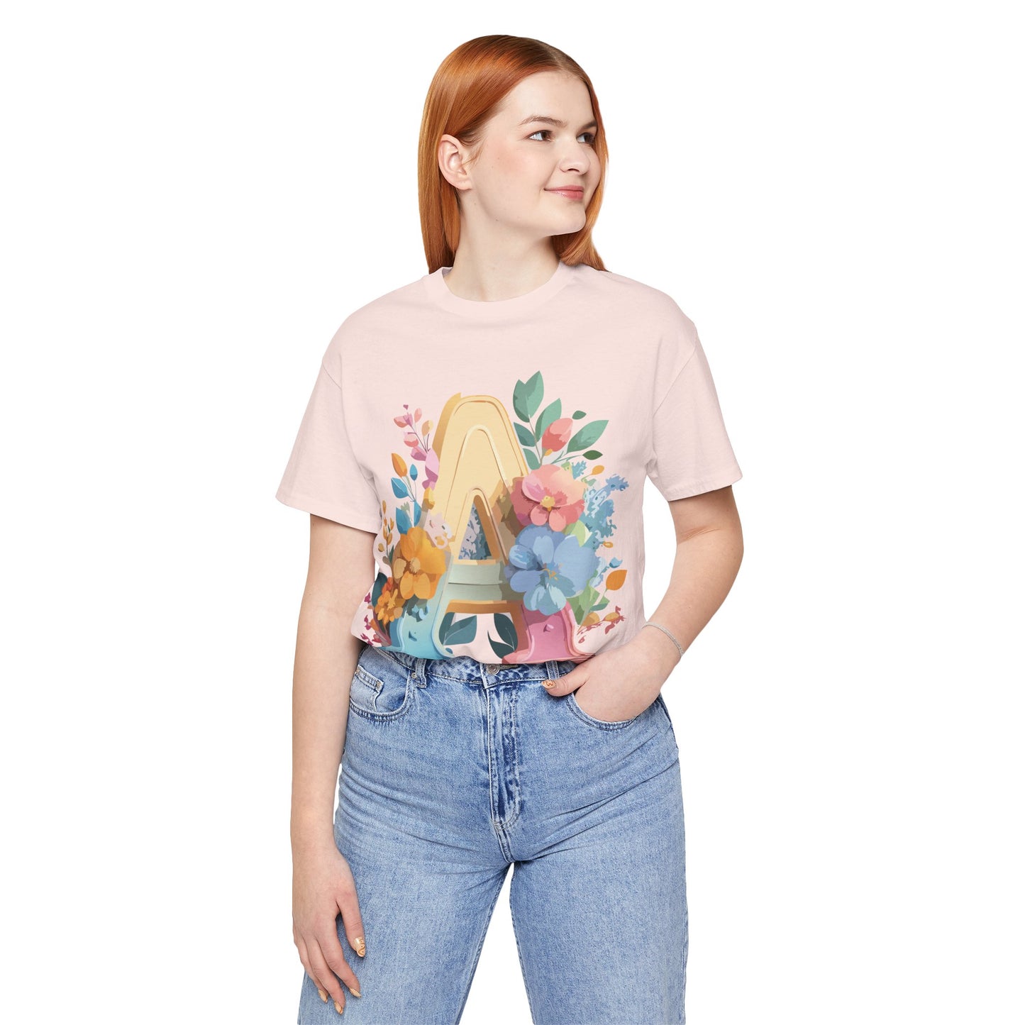 Natural Cotton Tee Shirt - Letters Collection - A Printify