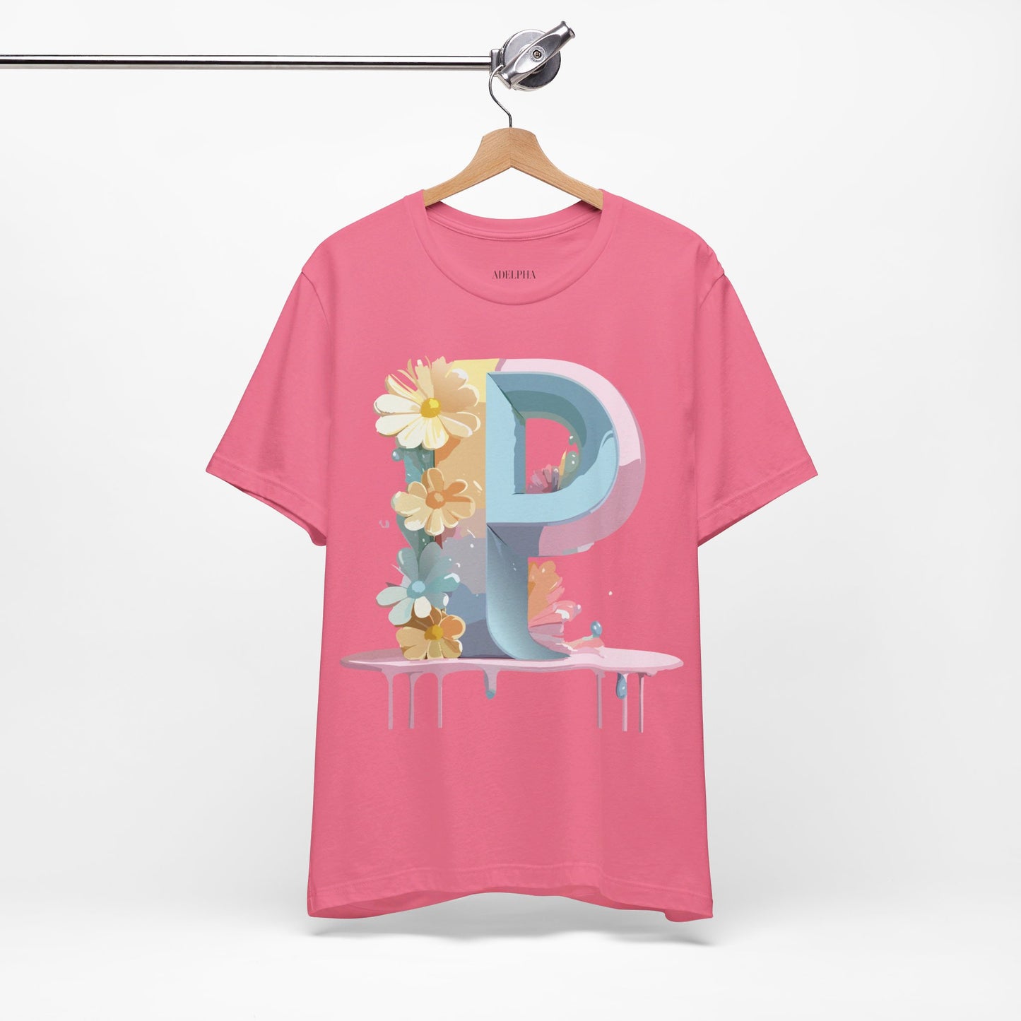 Natural Cotton Tee Shirt - Letters Collection - P Printify