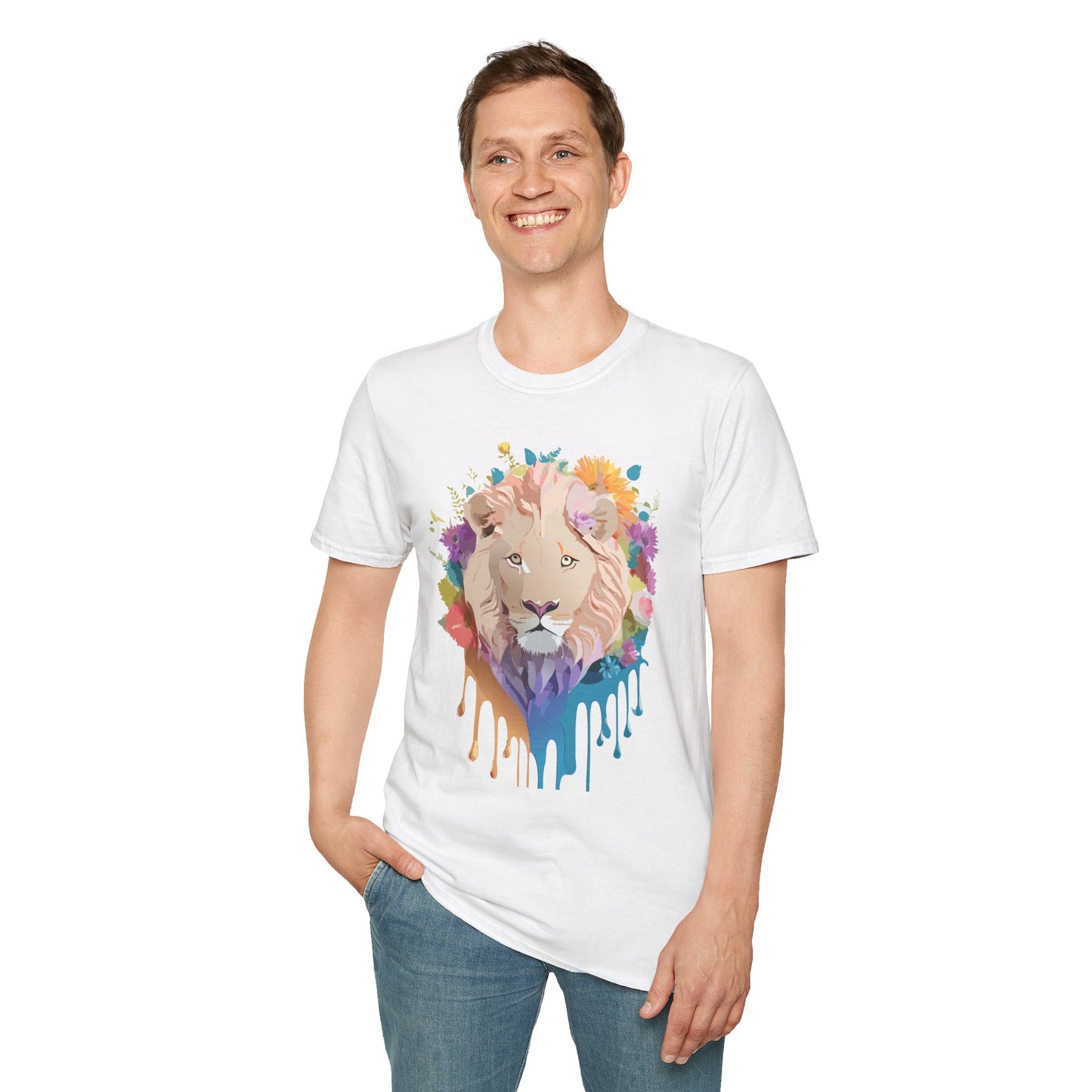 Lion Shirt, Shirt with Lion, Floral Lion Tee, Shirt with Animals