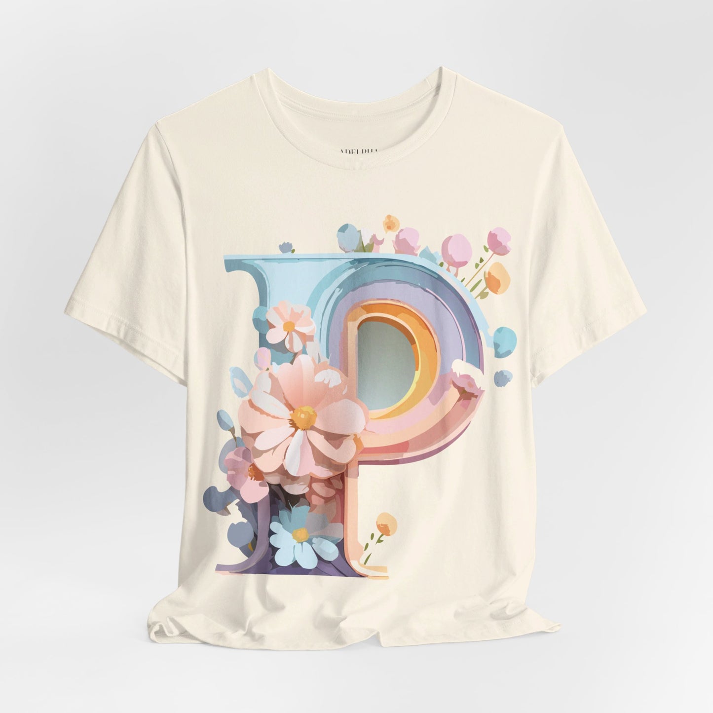 Natural Cotton Tee Shirt - Letters Collection - P Printify