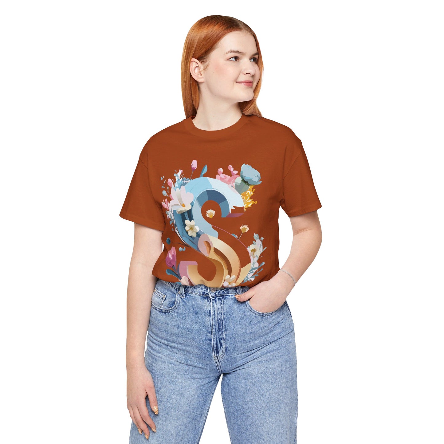 Natural Cotton Tee Shirt - Letters Collection - S Printify