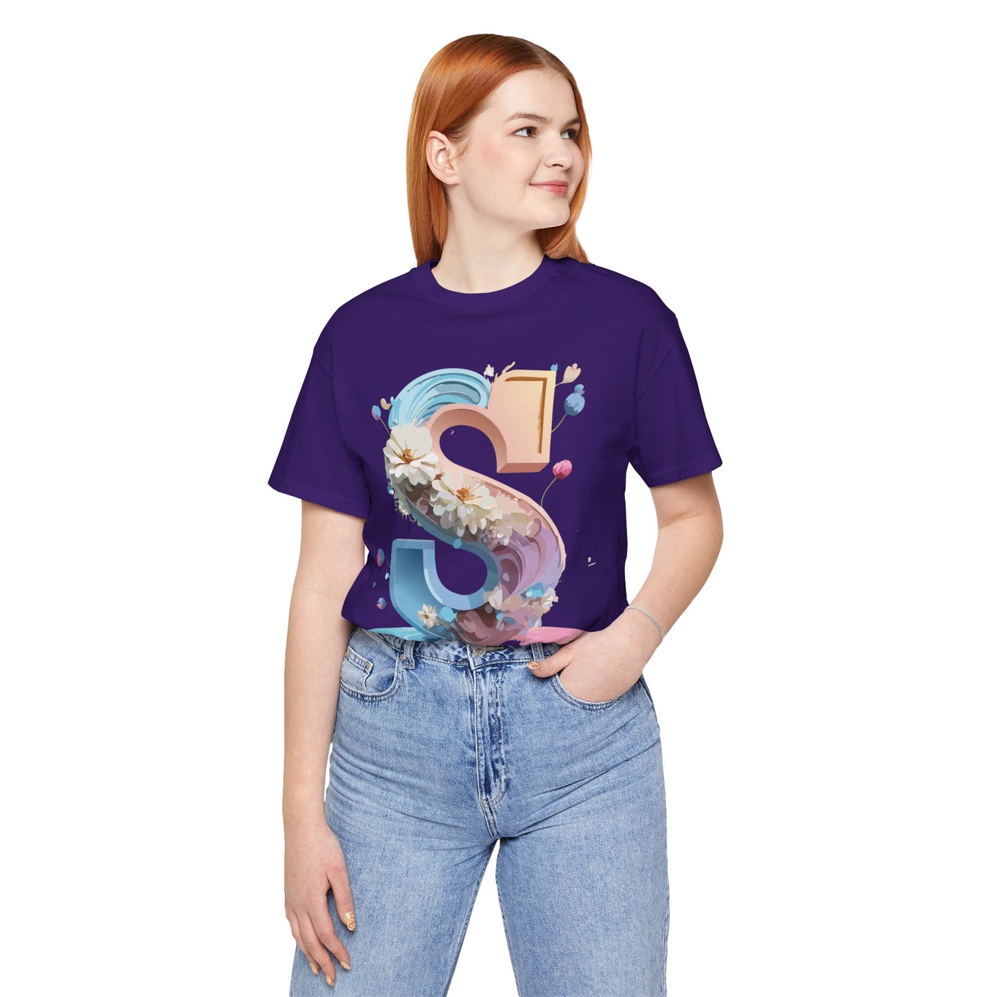 Natural Cotton Tee Shirt - Letters Collection - S Printify
