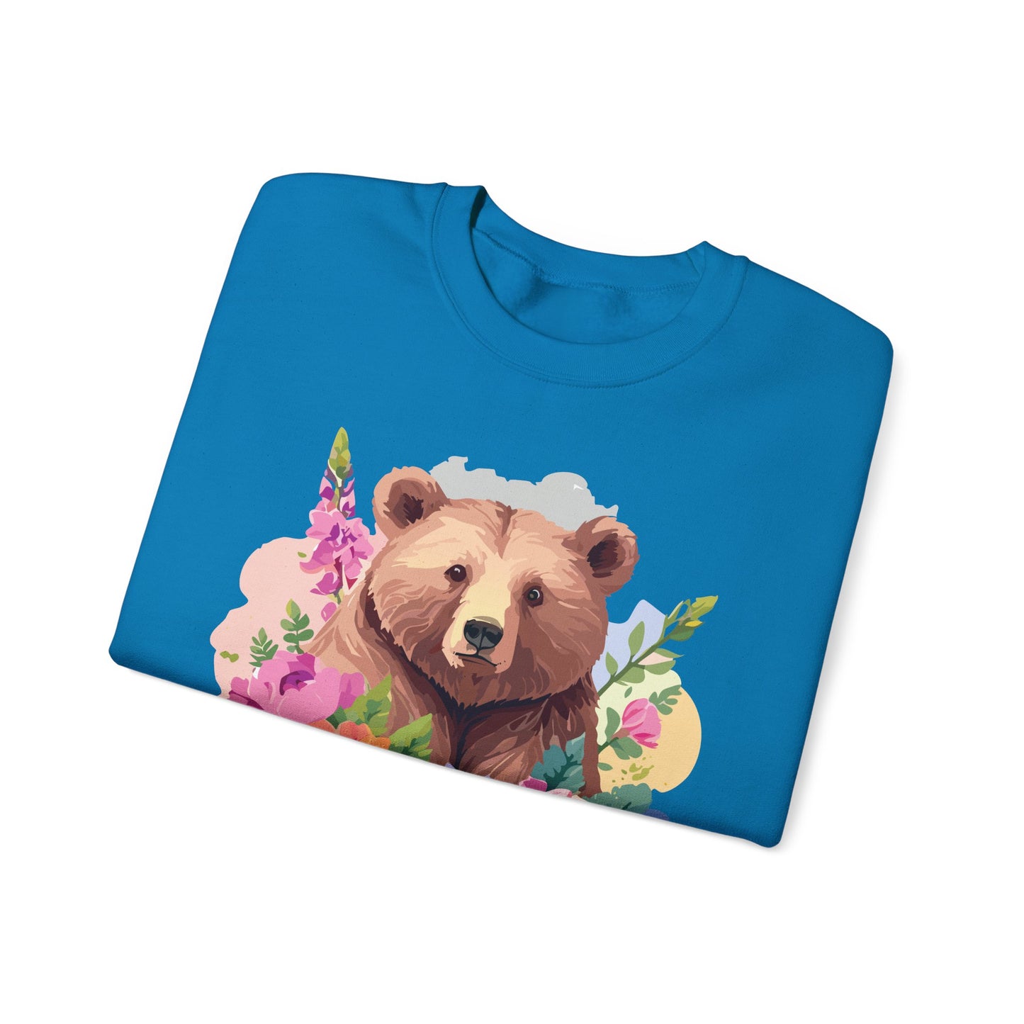Unisex Floral Bear Sweatshirt, Animals Sweatshirt, Floral Sweatshirt, Art Design Sweatshirt