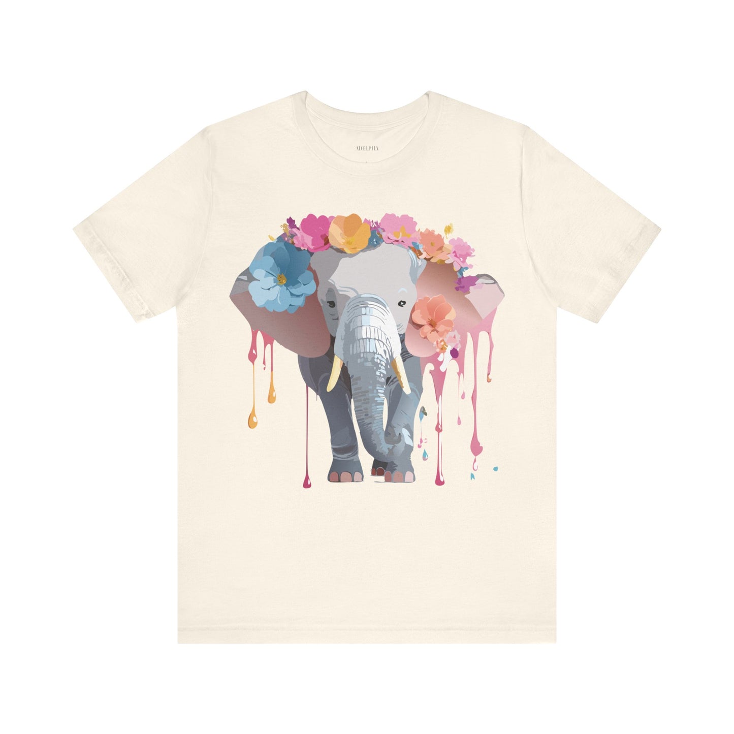 Natural Cotton Tee Shirt with Elephant Printify